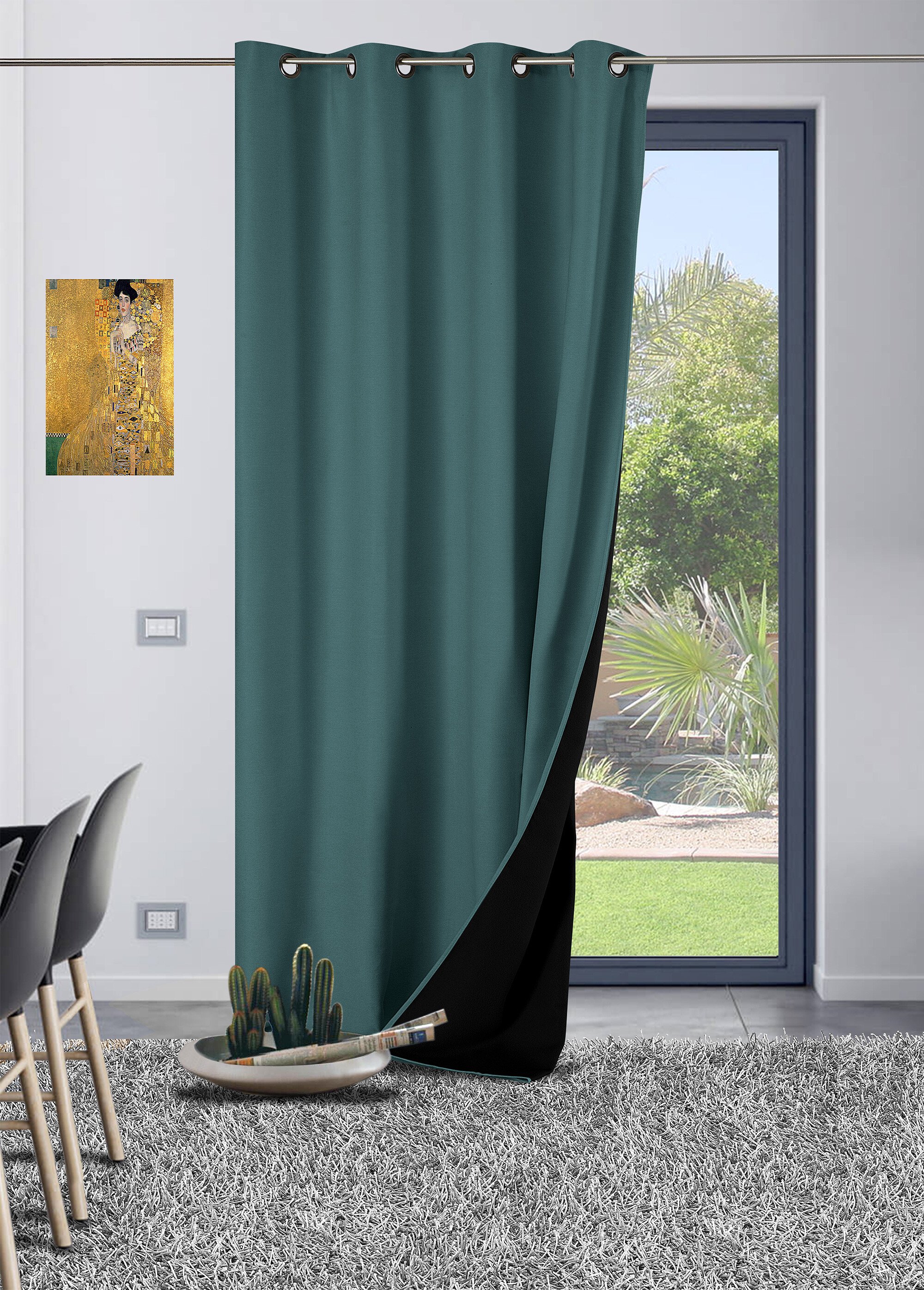 Rideau thermique occultant tissage jacquard finition oeillets