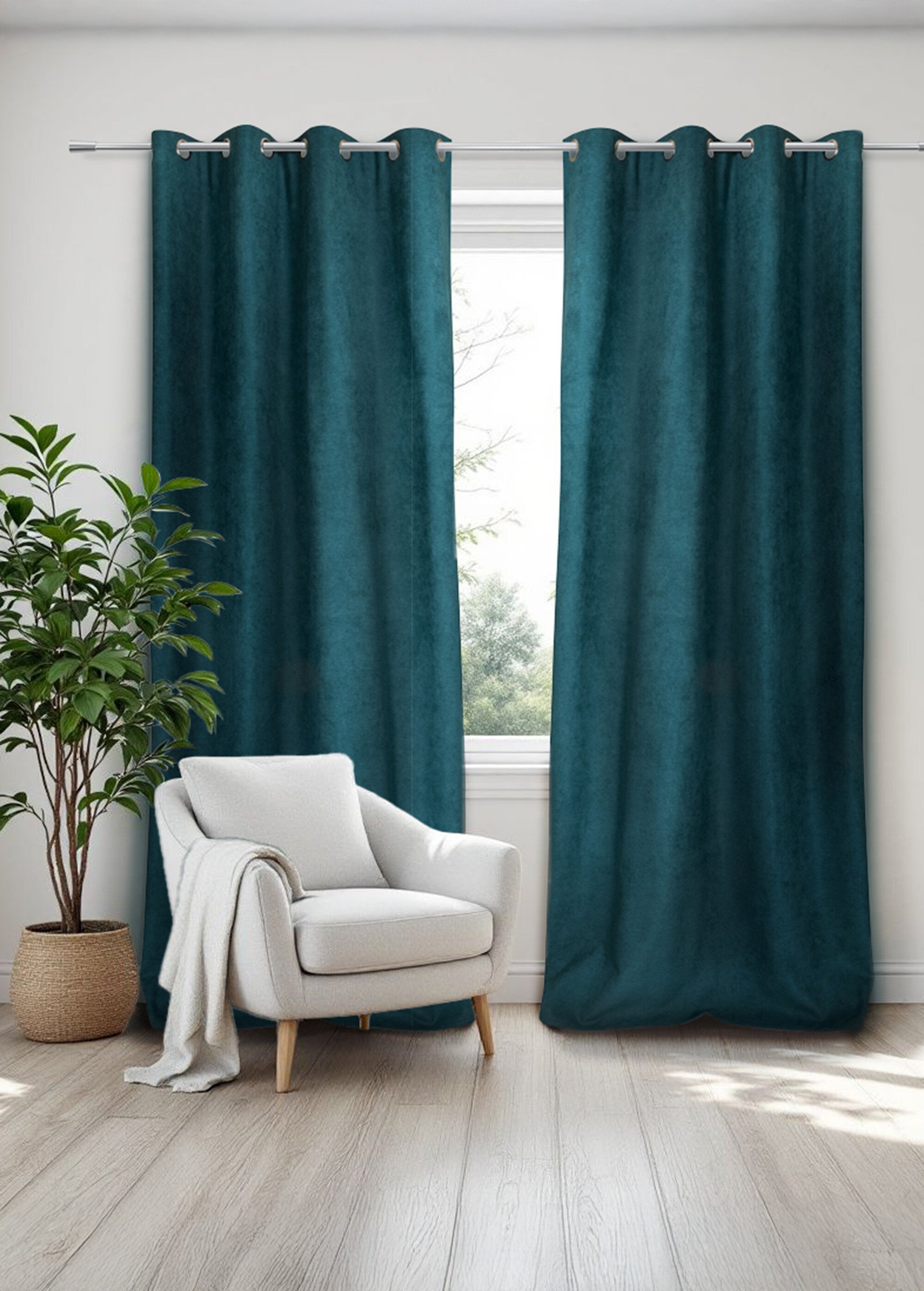 Rideau thermique occultant tissage jacquard finition oeillets Bleu RUTA SF2