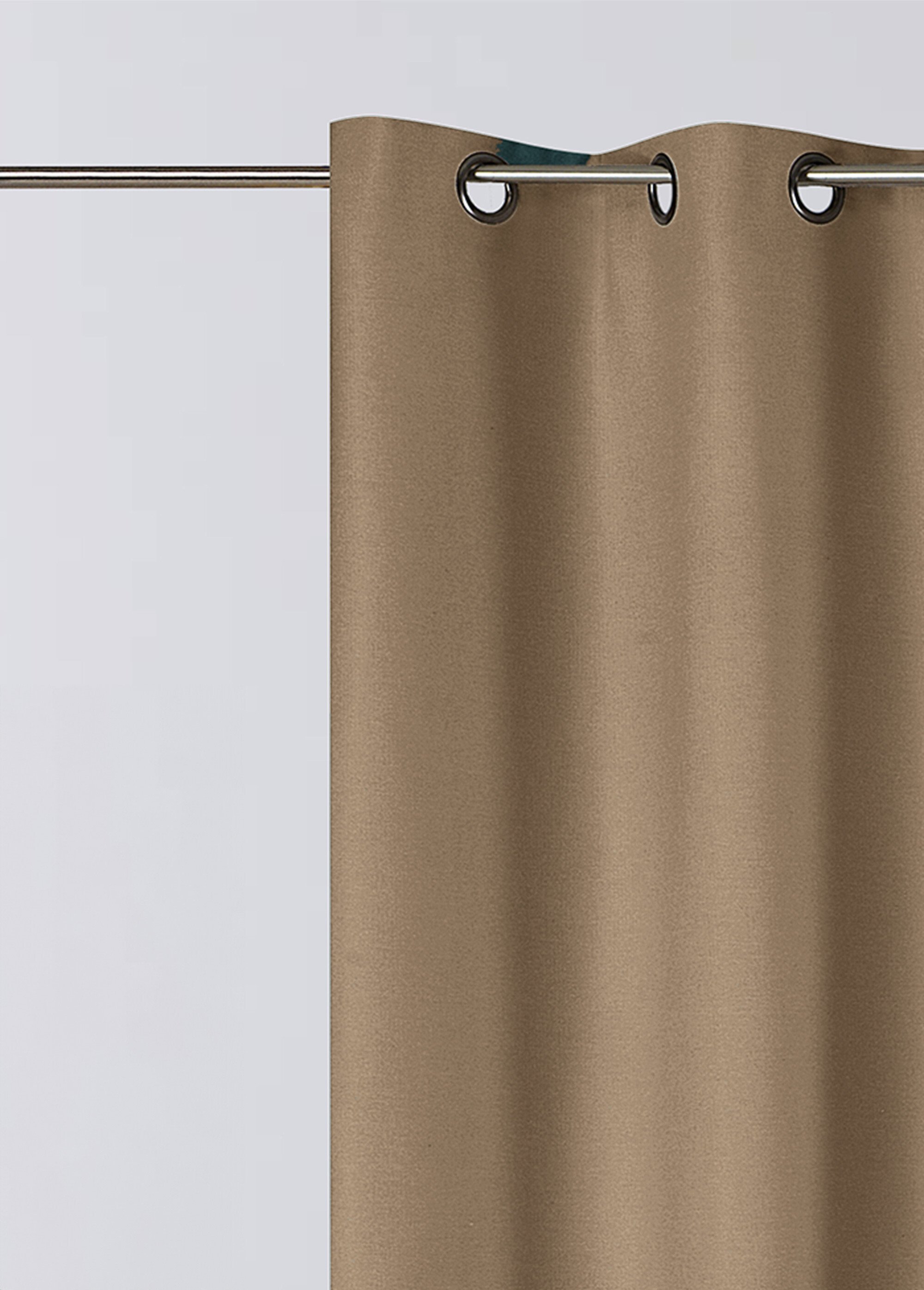 Rideau thermique occultant tissage jacquard finition oeillets Marron RUTA DE1