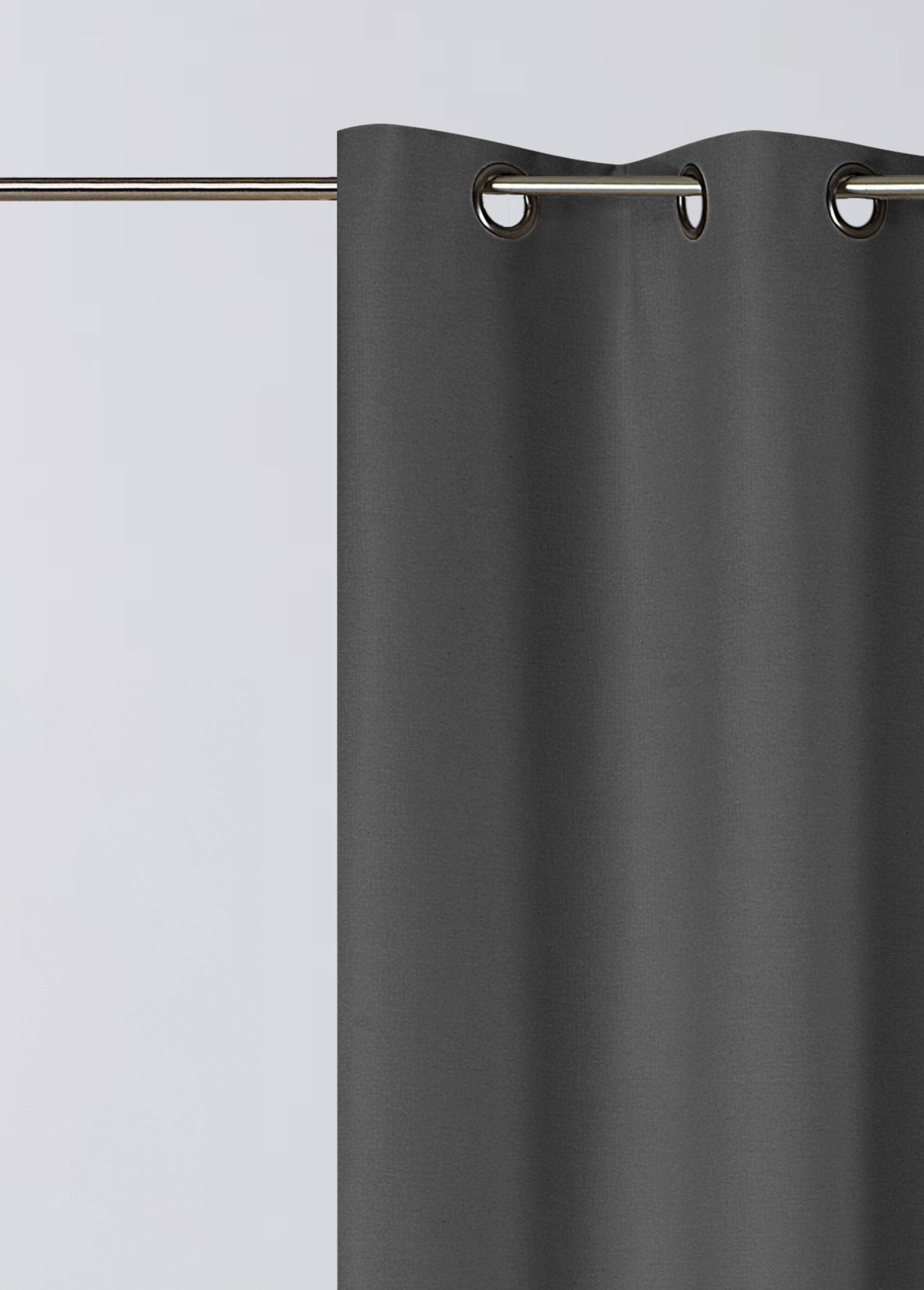 Rideau thermique occultant tissage jacquard finition oeillets Gris RUTA DE1