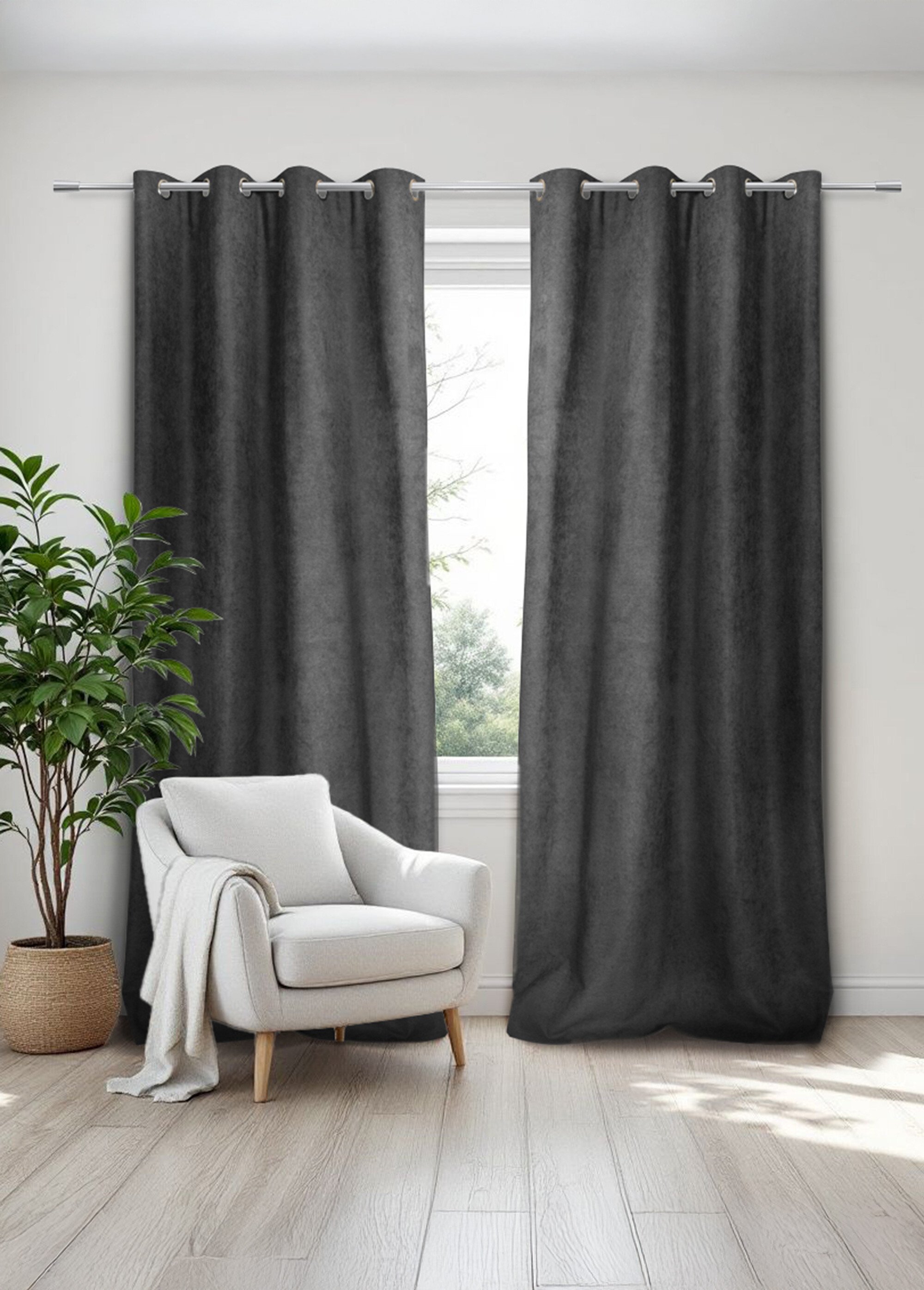 Rideau thermique occultant tissage jacquard finition oeillets Gris RUTA SF2