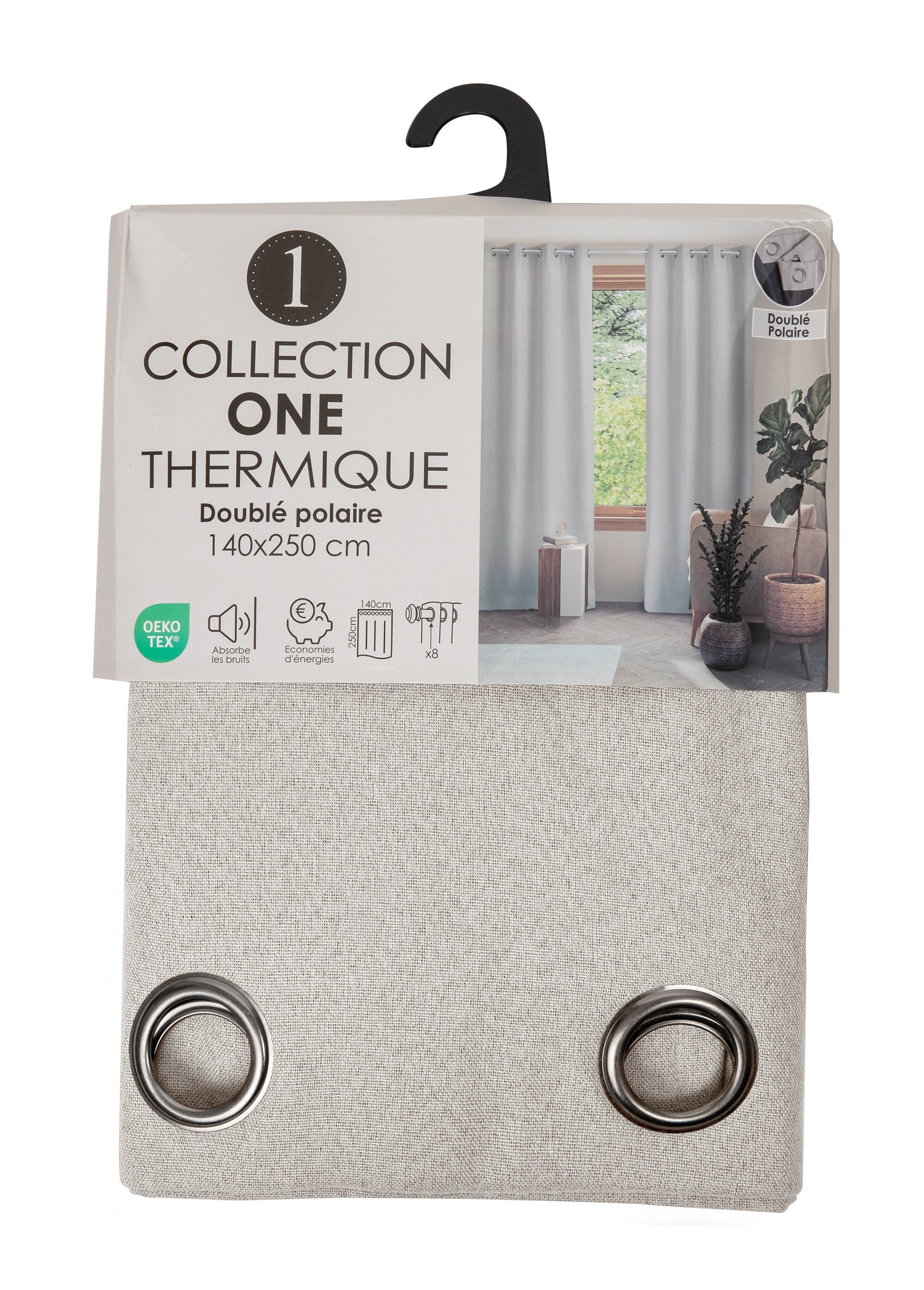 Rideau thermique polaire effet natté finition oeillets Beige RONI DE3