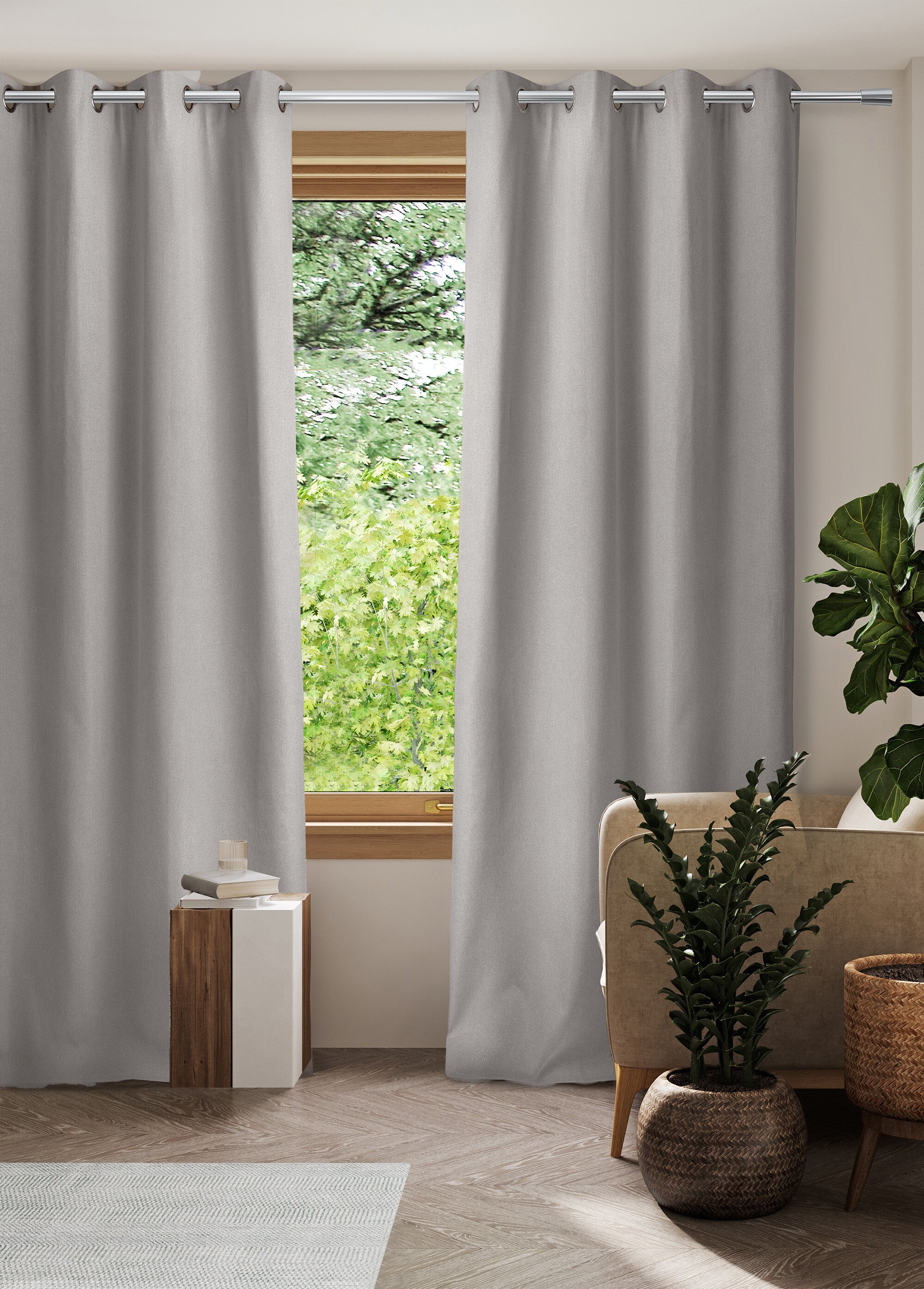 Rideau thermique polaire effet natté finition oeillets Beige RONI SF1
