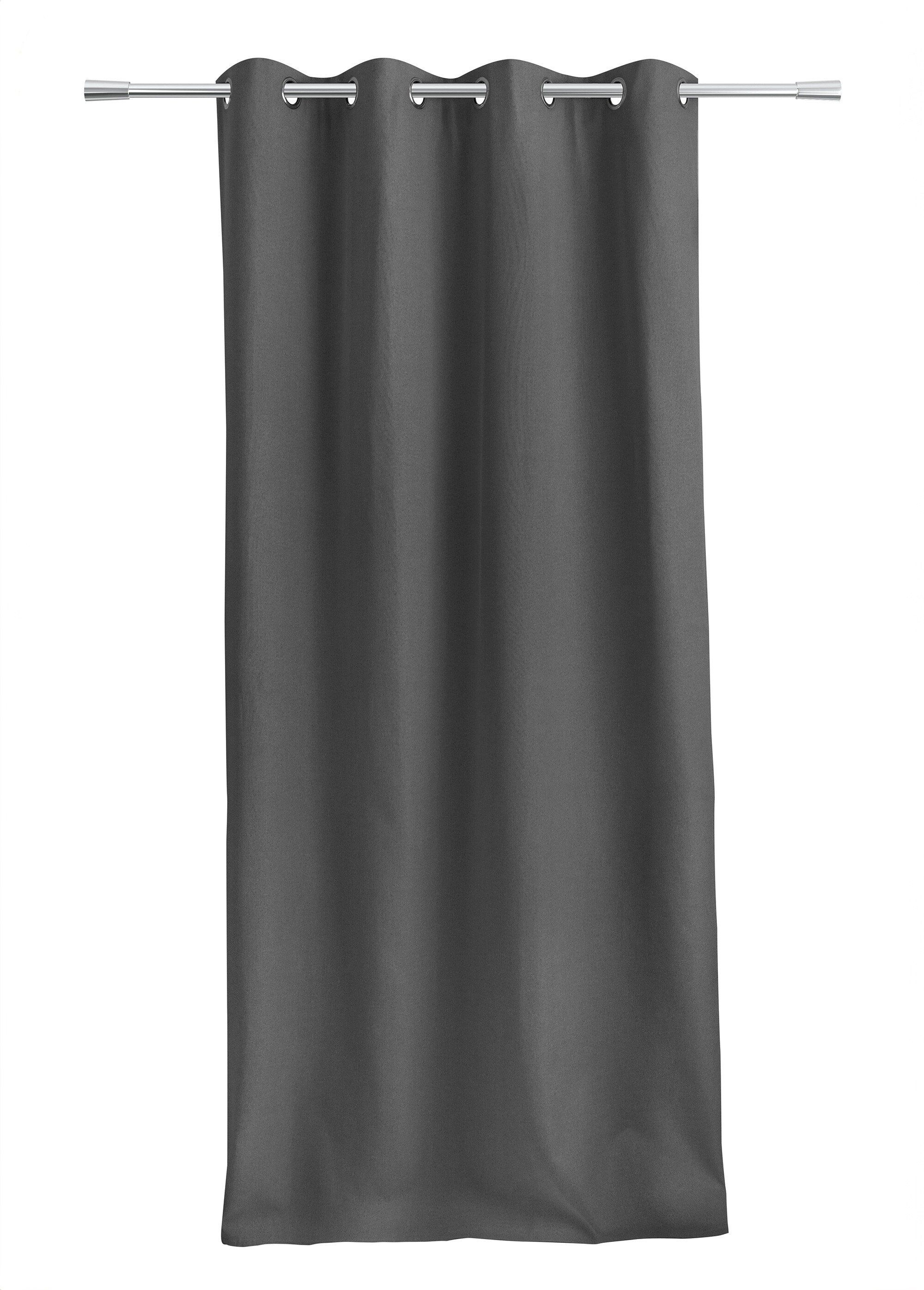 Rideau thermique polaire effet natté finition oeillets Gris RONI FA1
