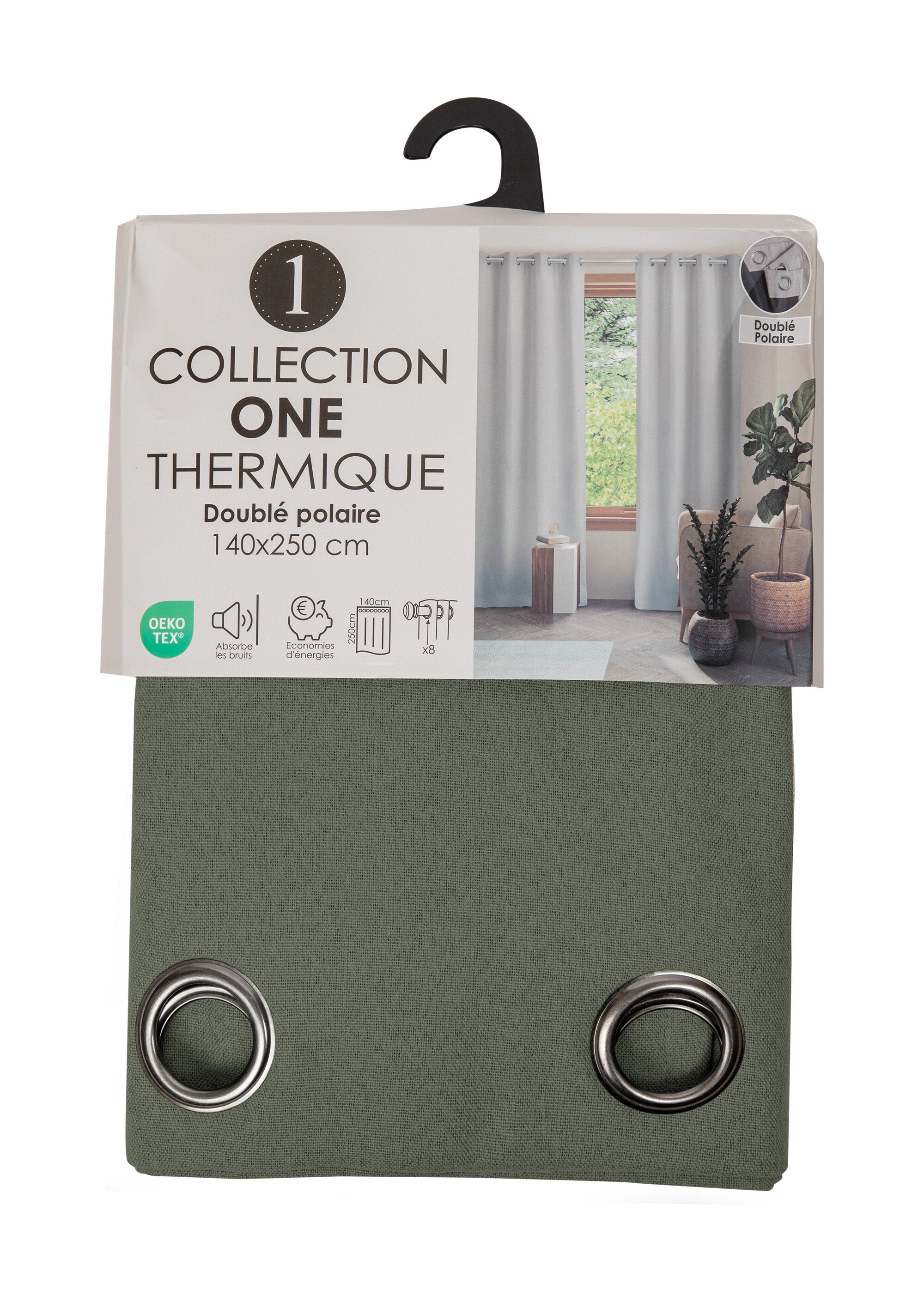 Rideau thermique polaire effet natté finition oeillets