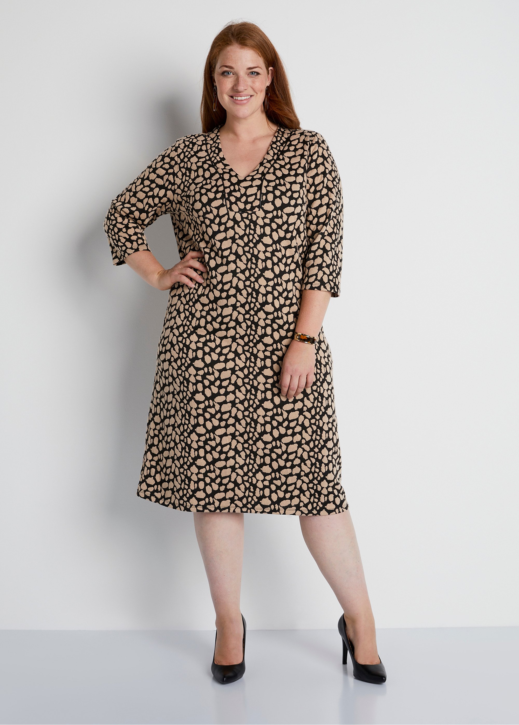 Robe ample courte jacquard bicolore