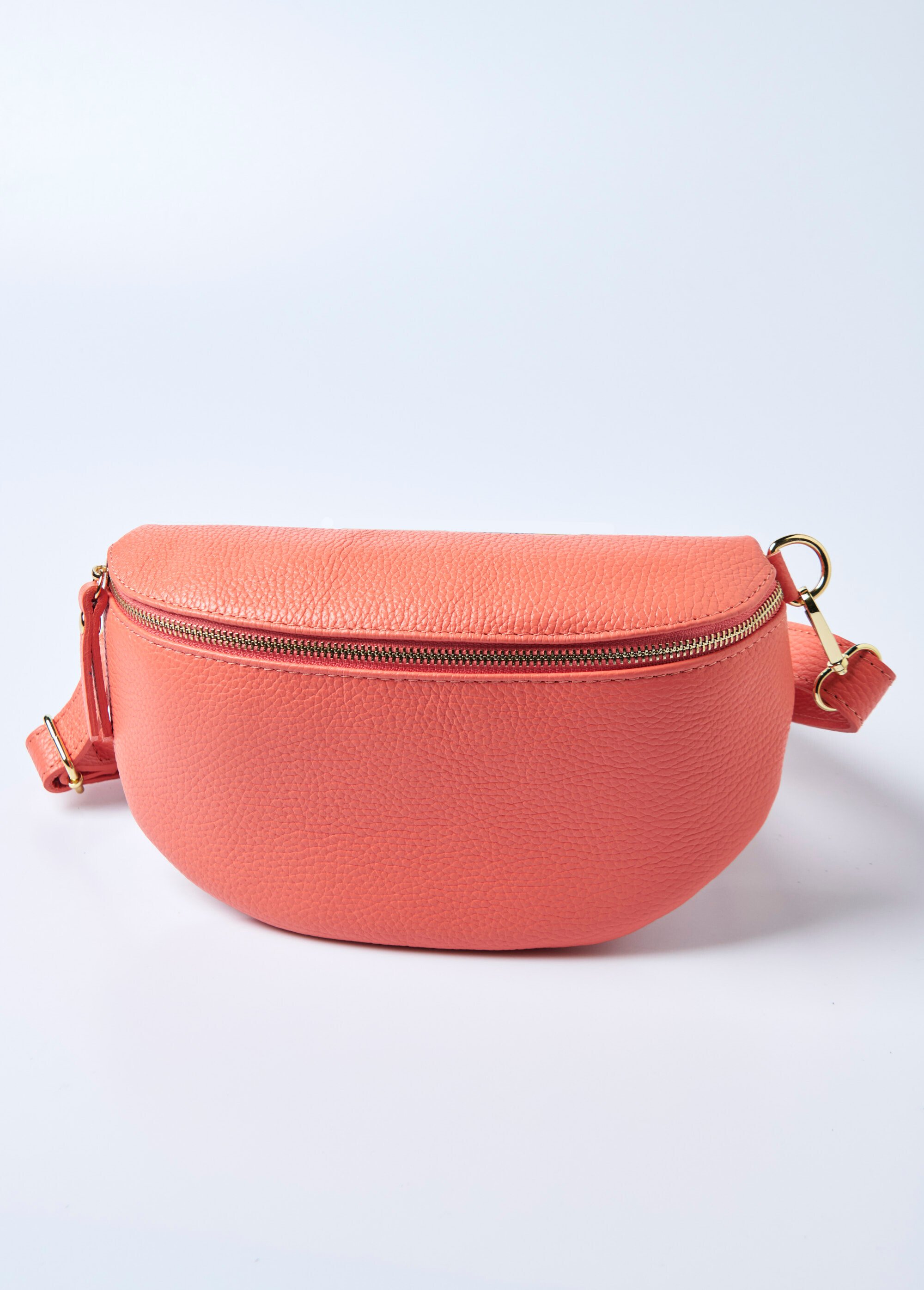 Sac banane zippé en cuir avec bandoulière