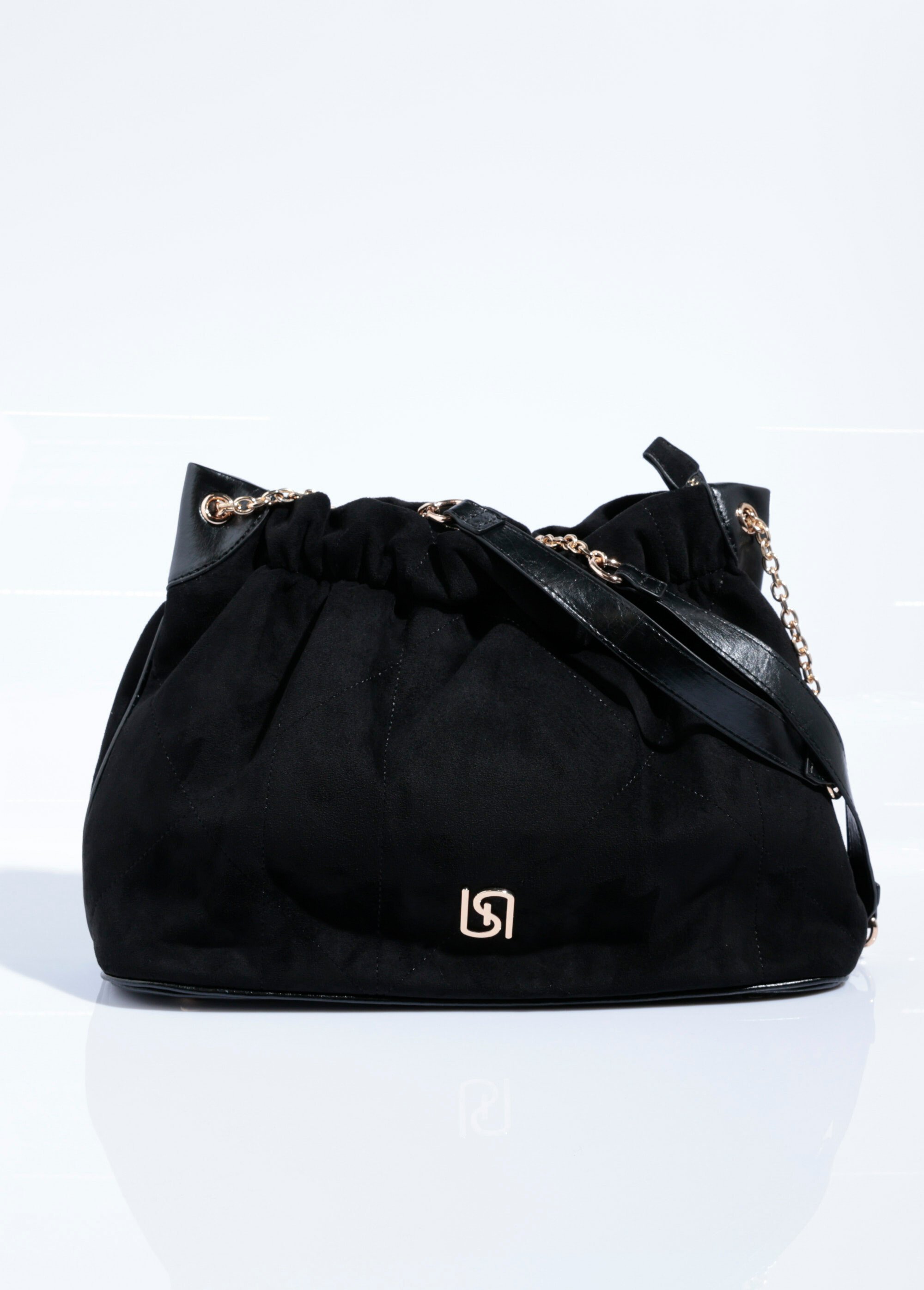 Sac plissé chic suédine et bride métal
