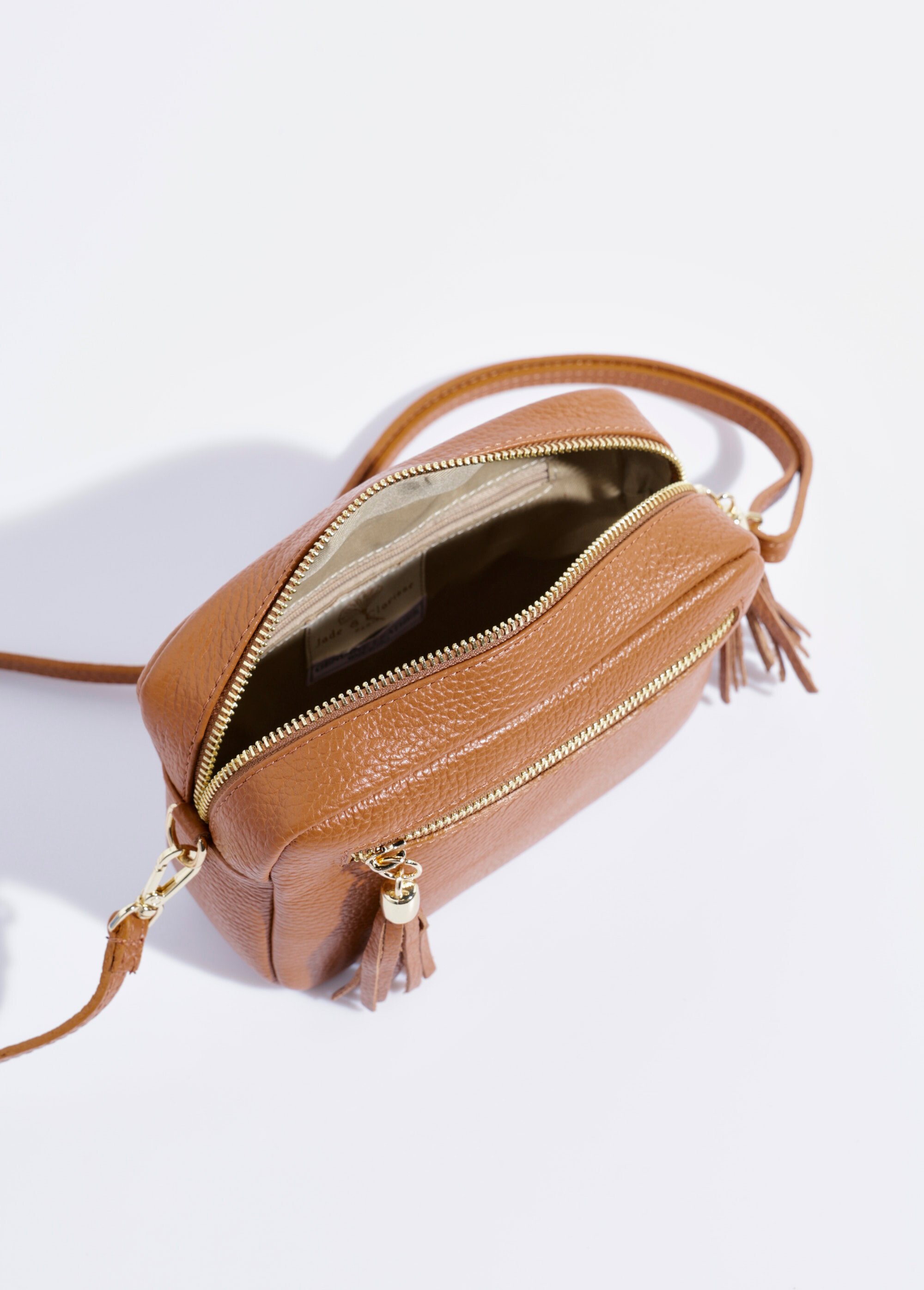 Sac rectangulaire cuir grainé à bandoulière Femme Beige TD-SACRECCUG DE1