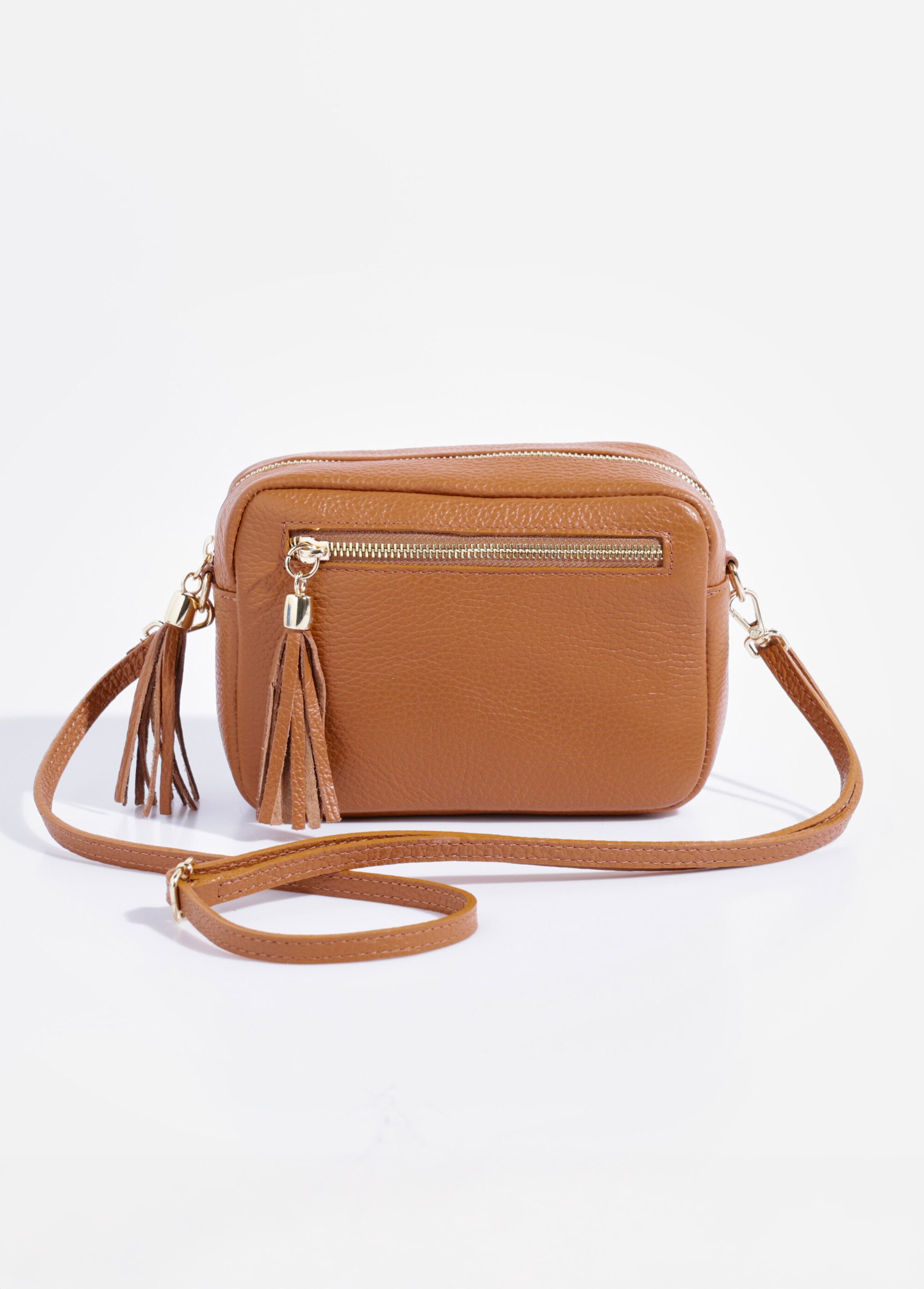 Sac rectangulaire cuir grainé à bandoulière Femme Beige TD-SACRECCUG FA1