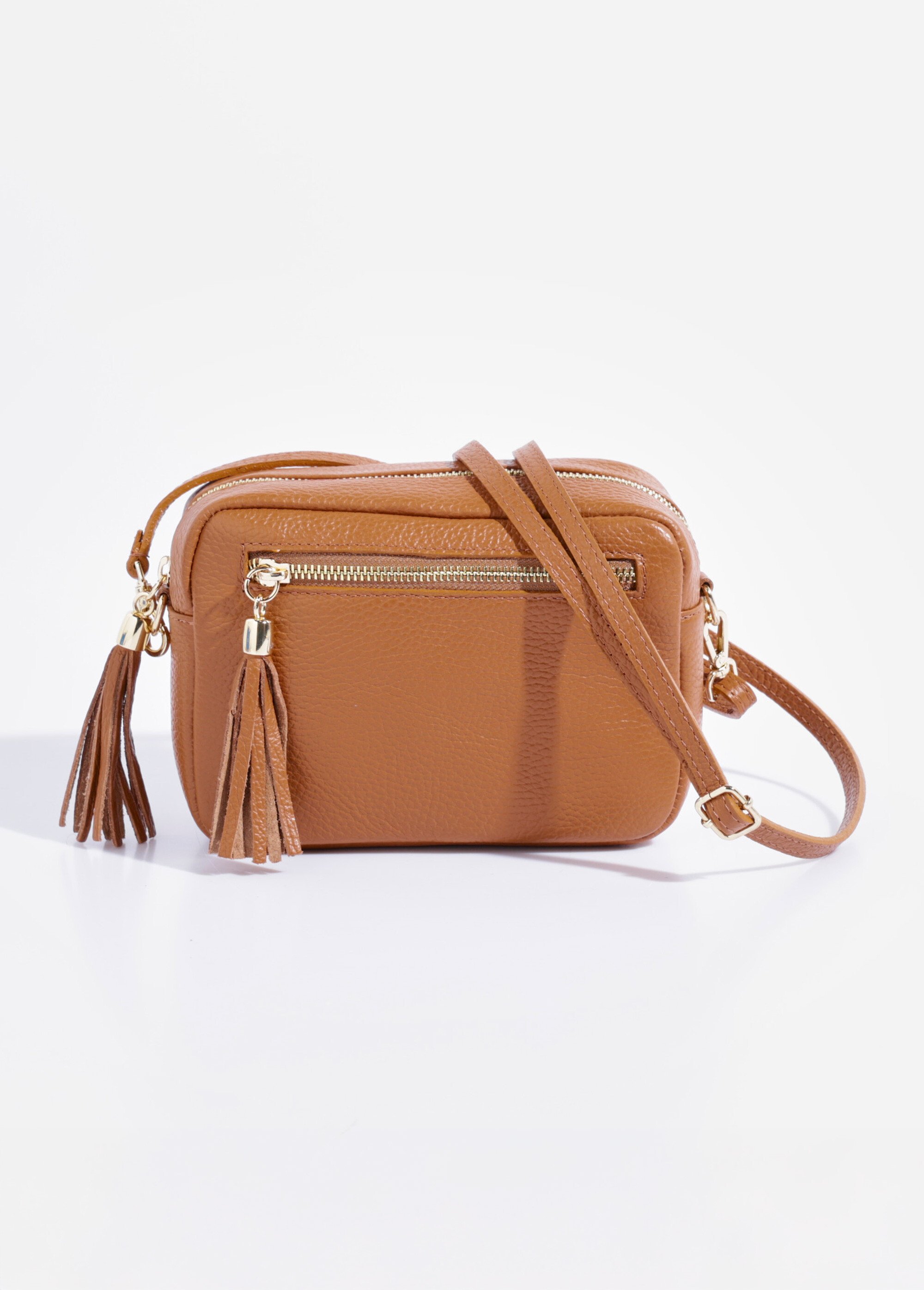 Sac rectangulaire cuir grainé à bandoulière Femme Beige TD-SACRECCUG FA2