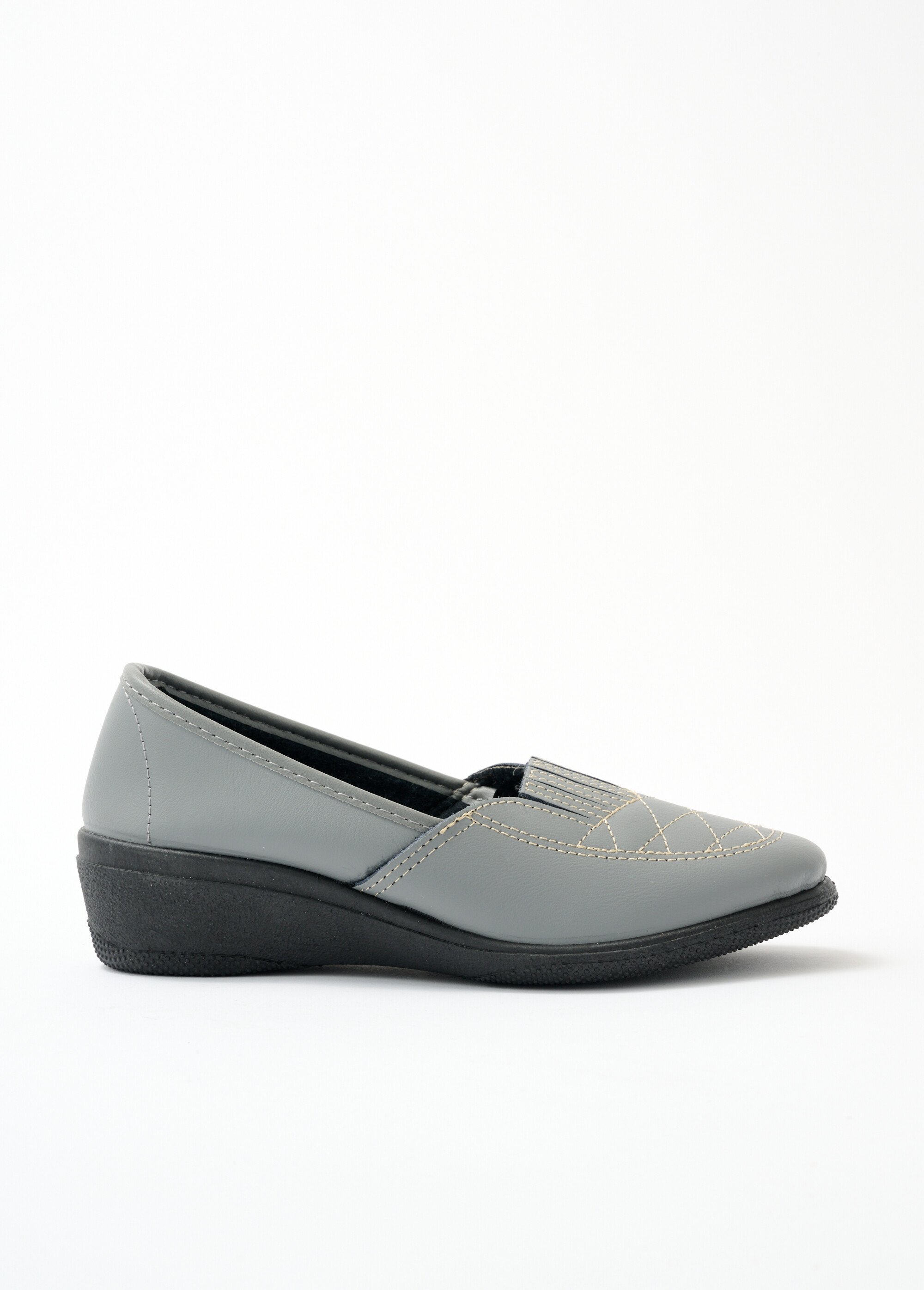 Mocassins cuir largeur confort élastiqués Femme Gris ODONIA DR1