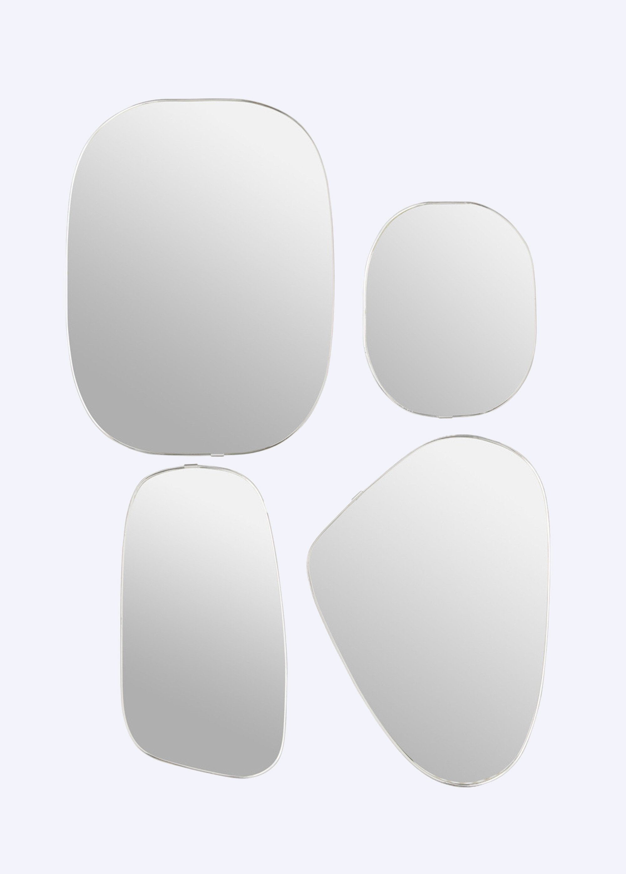 Set de 4 miroirs assortis, forme galet