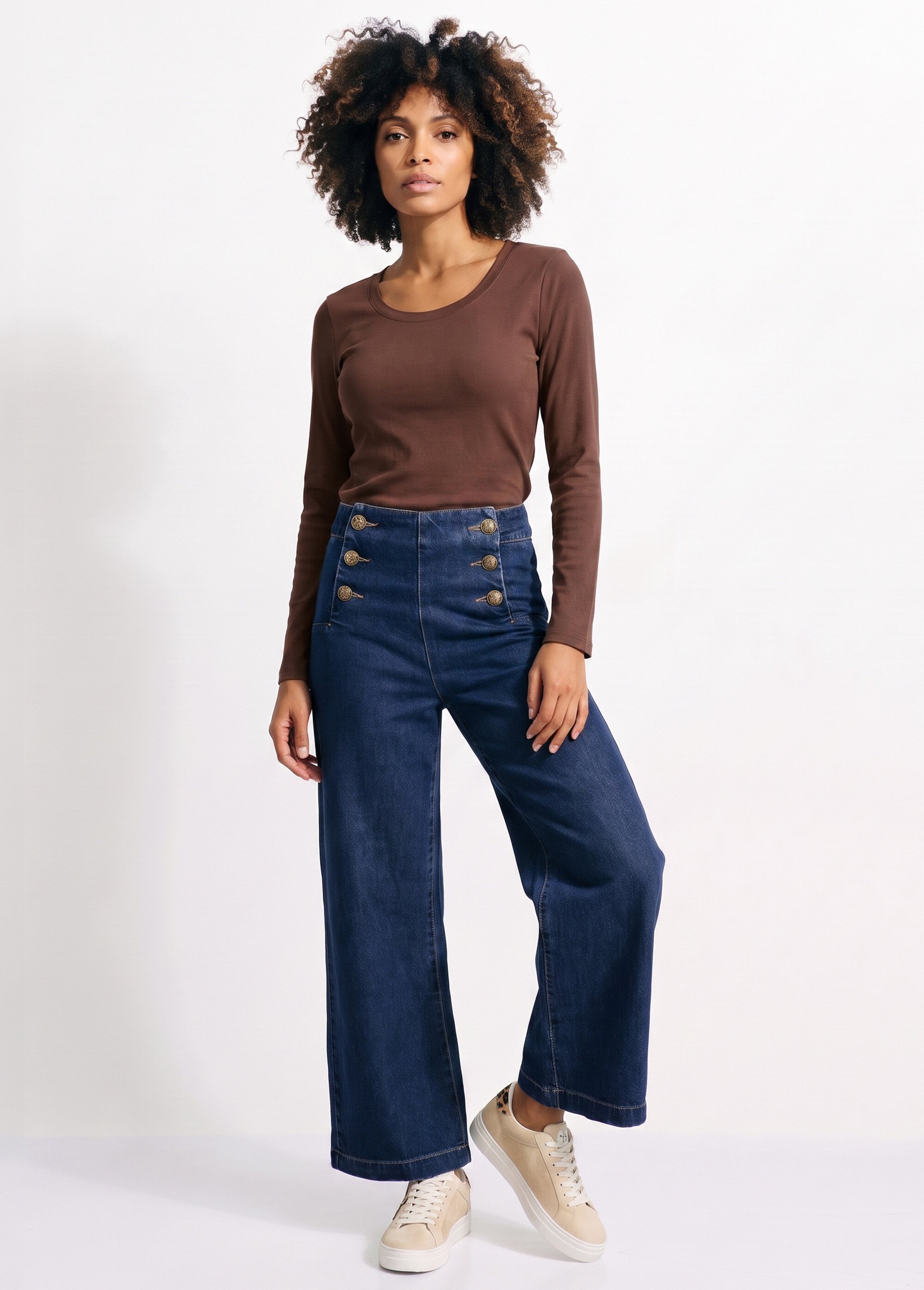 T-shirt manches longues col danseuse Femme Marron IA-R7097 SI1