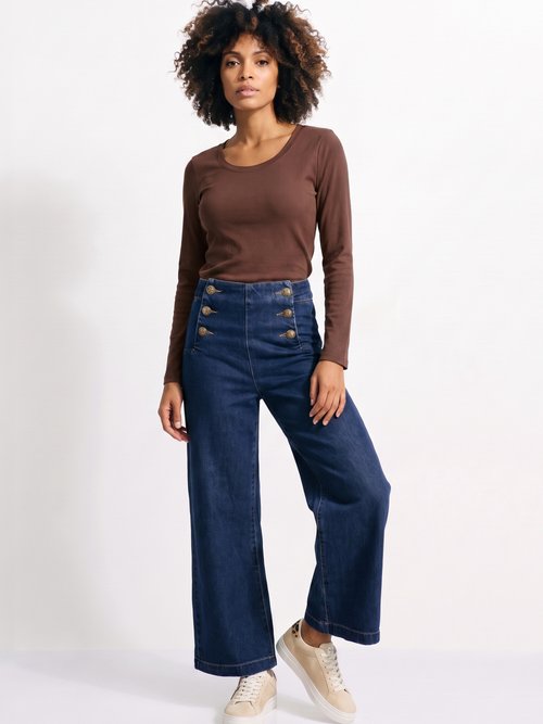 T-shirt manches longues col danseuse Femme Marron IA-R7097 SI1