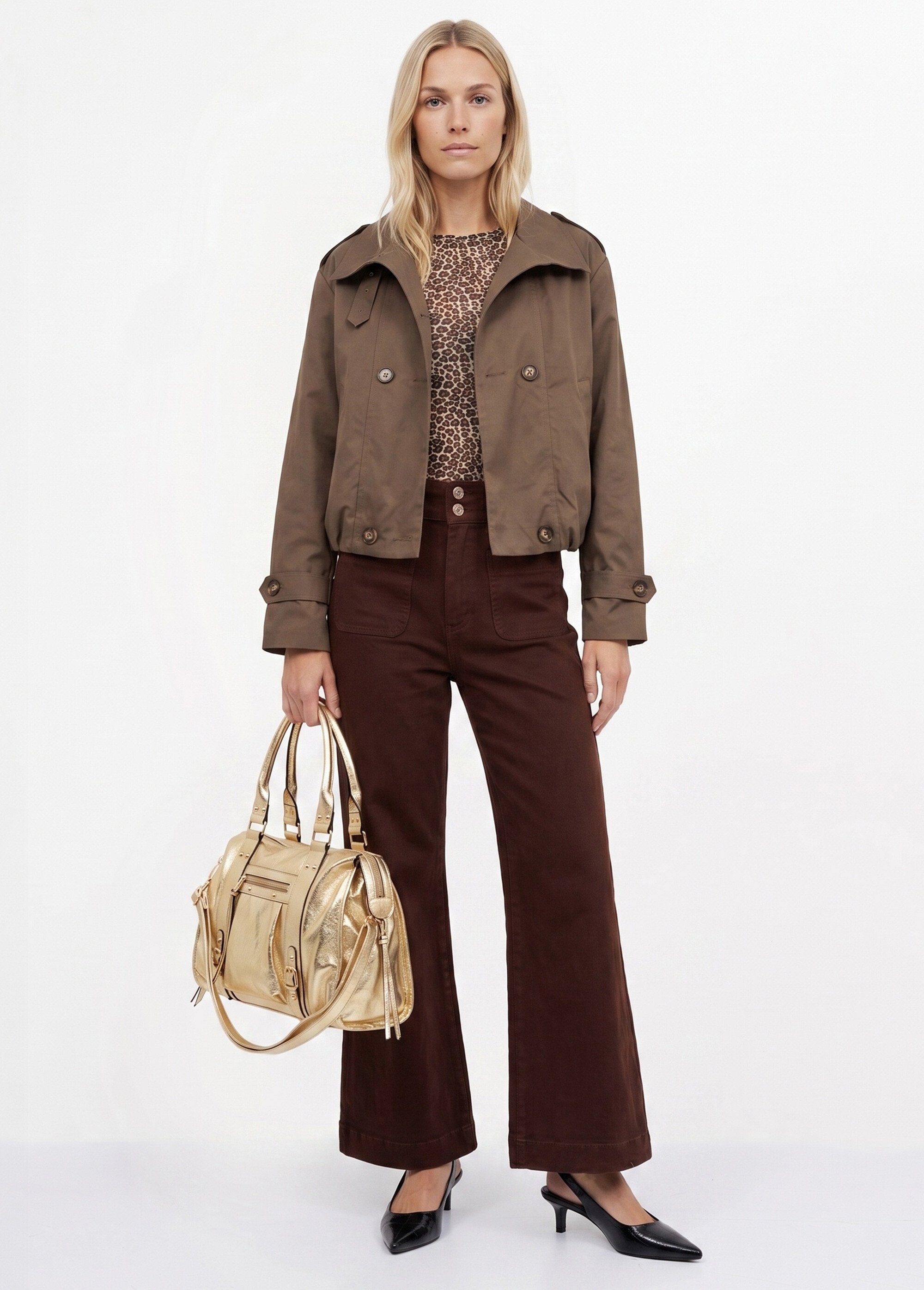 Top résille manches longues motif léopard Femme Marron IA-C2031-1 SI1