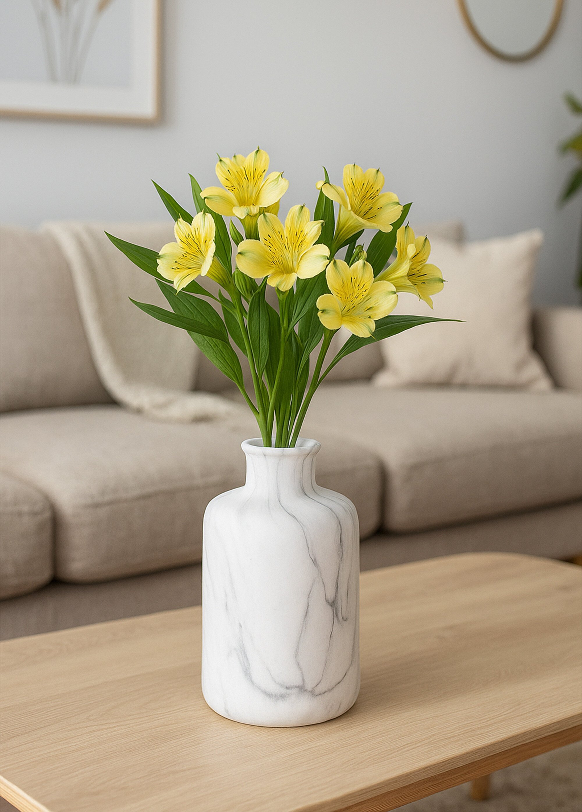 Vase col étroit en dolomite effet marbre Blanc JJA-155613 SI1