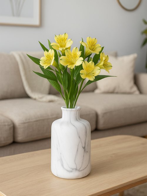 Vase col étroit en dolomite effet marbre Blanc JJA-155613 SI1