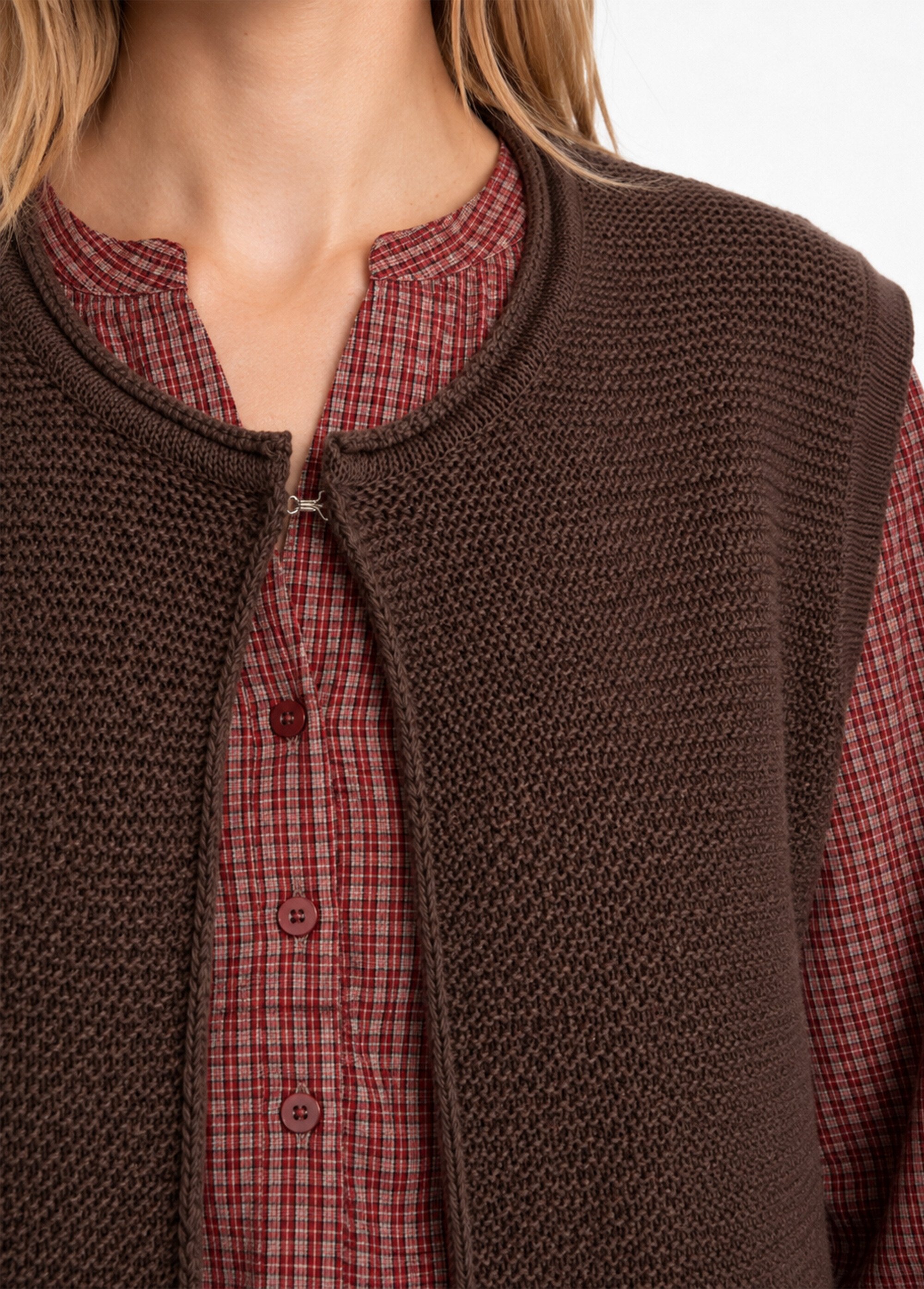 Gilet sans manches maille fantaisie