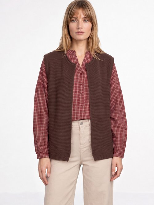 Gilet sans manches maille fantaisie Femme Marron PARFUM FA1