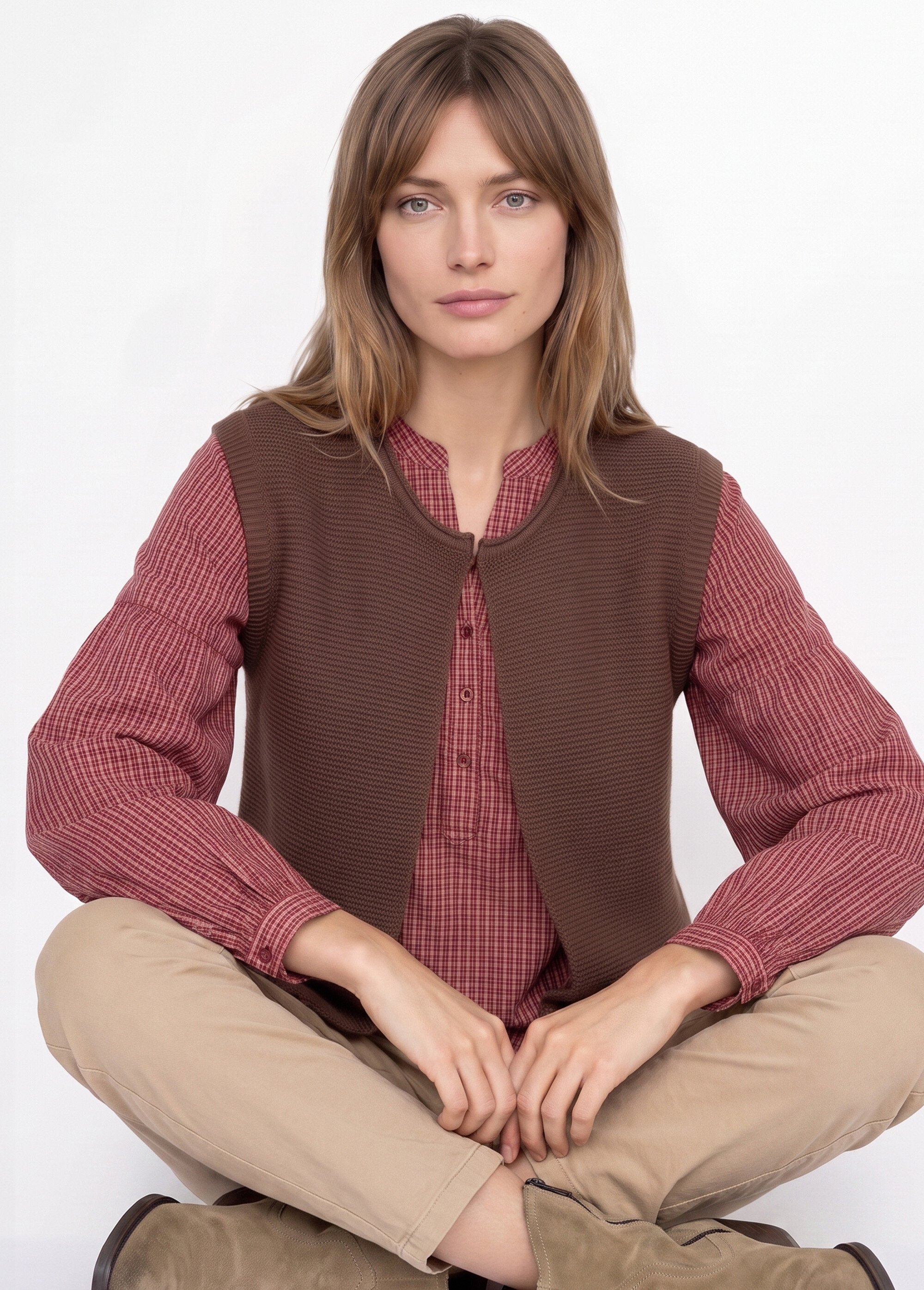 Gilet sans manches maille fantaisie