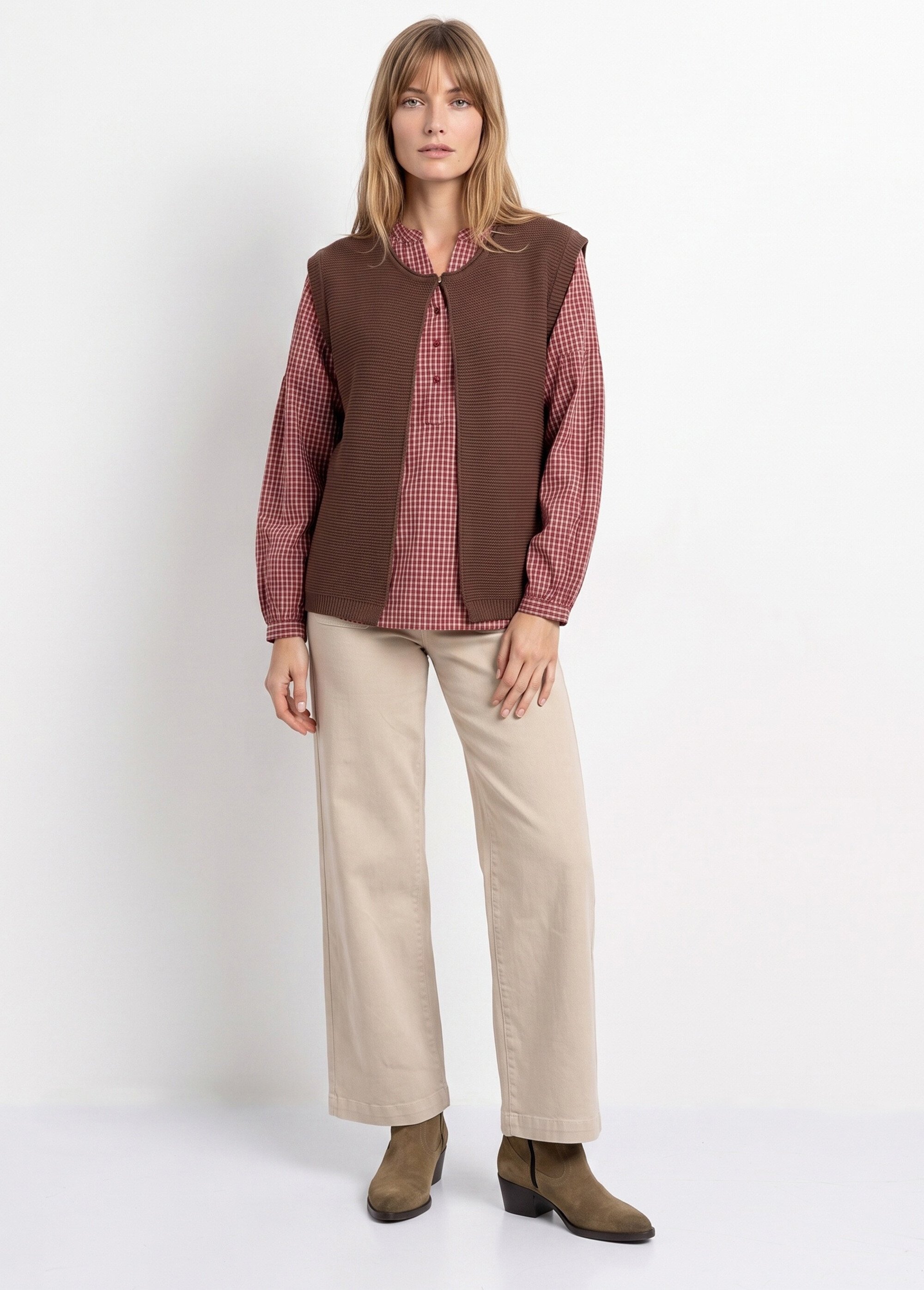 Gilet sans manches maille fantaisie Femme Marron PARFUM SI1