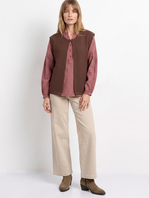 Gilet sans manches maille fantaisie Femme Marron PARFUM SI1