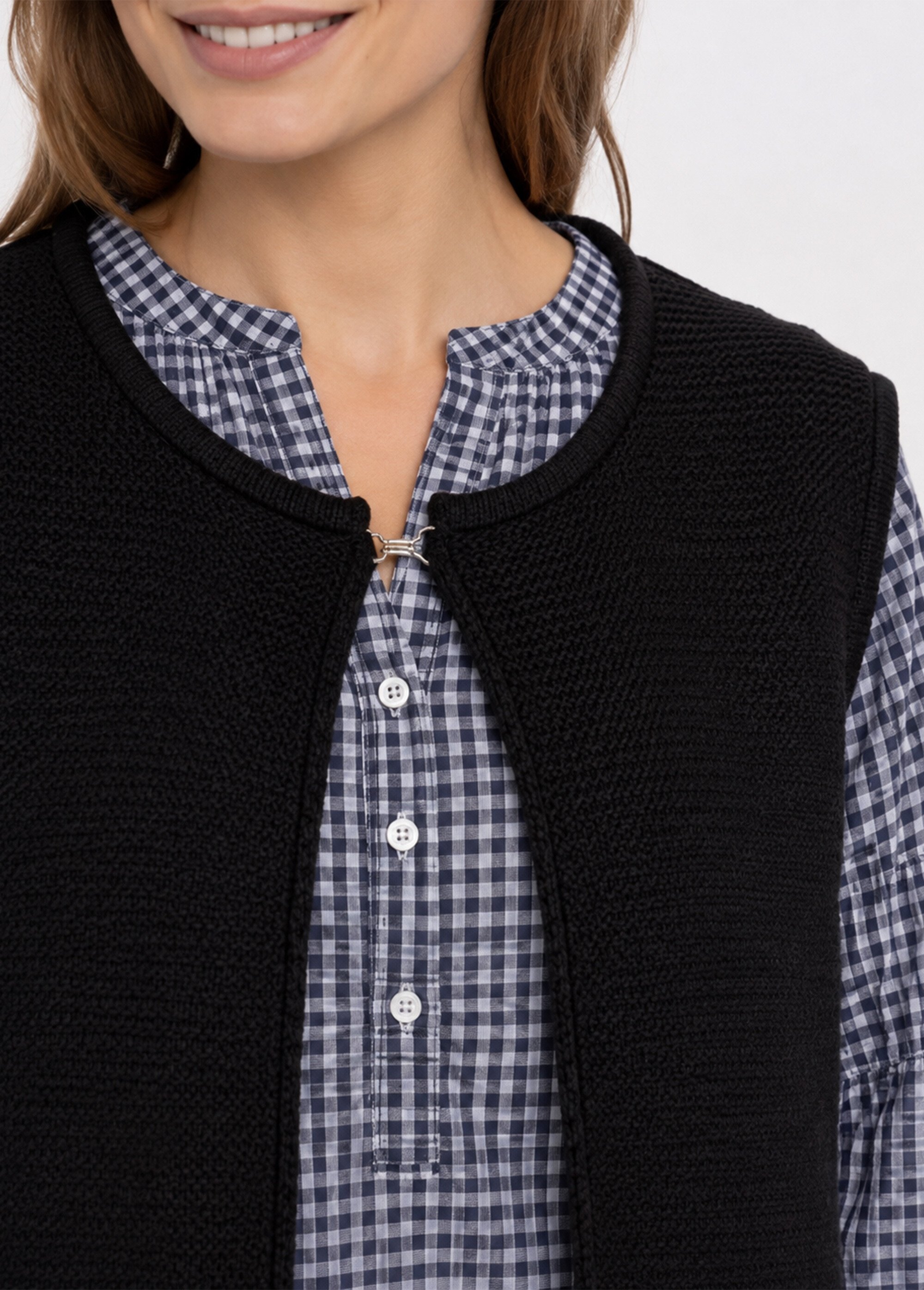 Gilet sans manches maille fantaisie Femme Noir PARFUM DE1