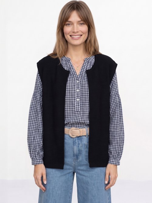 Gilet sans manches maille fantaisie Femme Noir PARFUM FA1