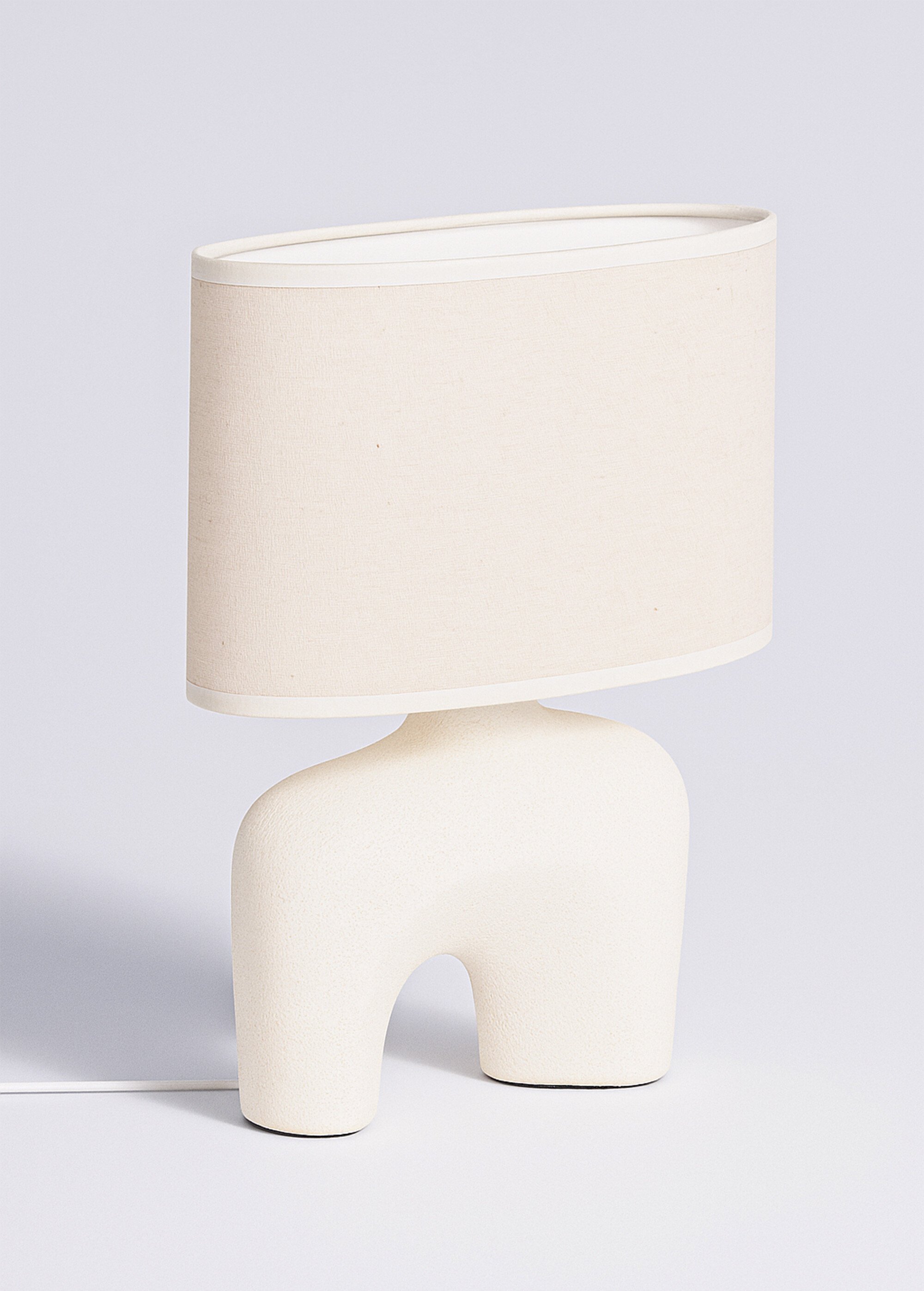 Lampe pied céramique et abat jour lin BLANC JJA-210347 FA1