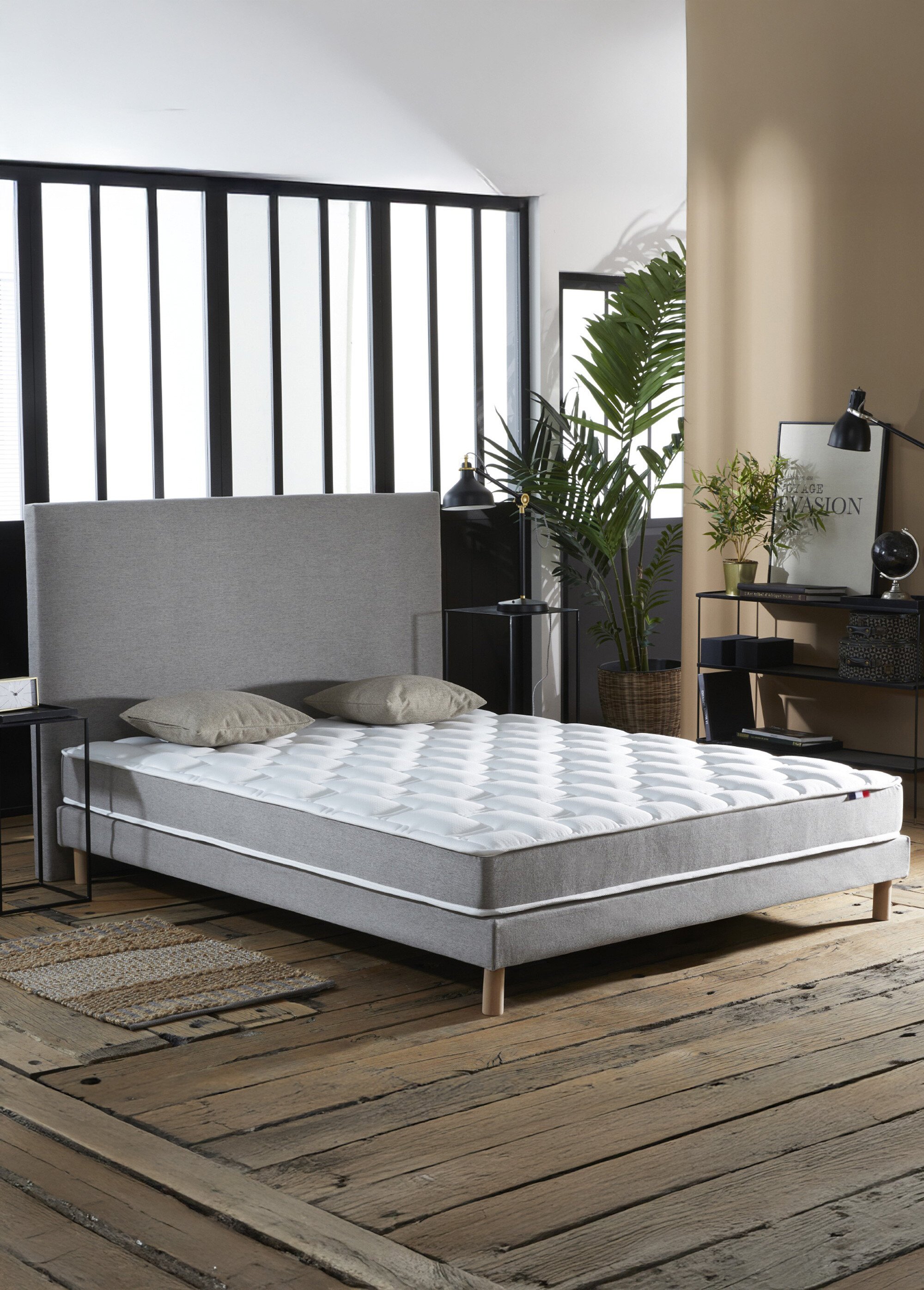 Matelas mousse haute résilience ferme, haut. 17/18cm BLANC AFI-MYOSOTIS SF1