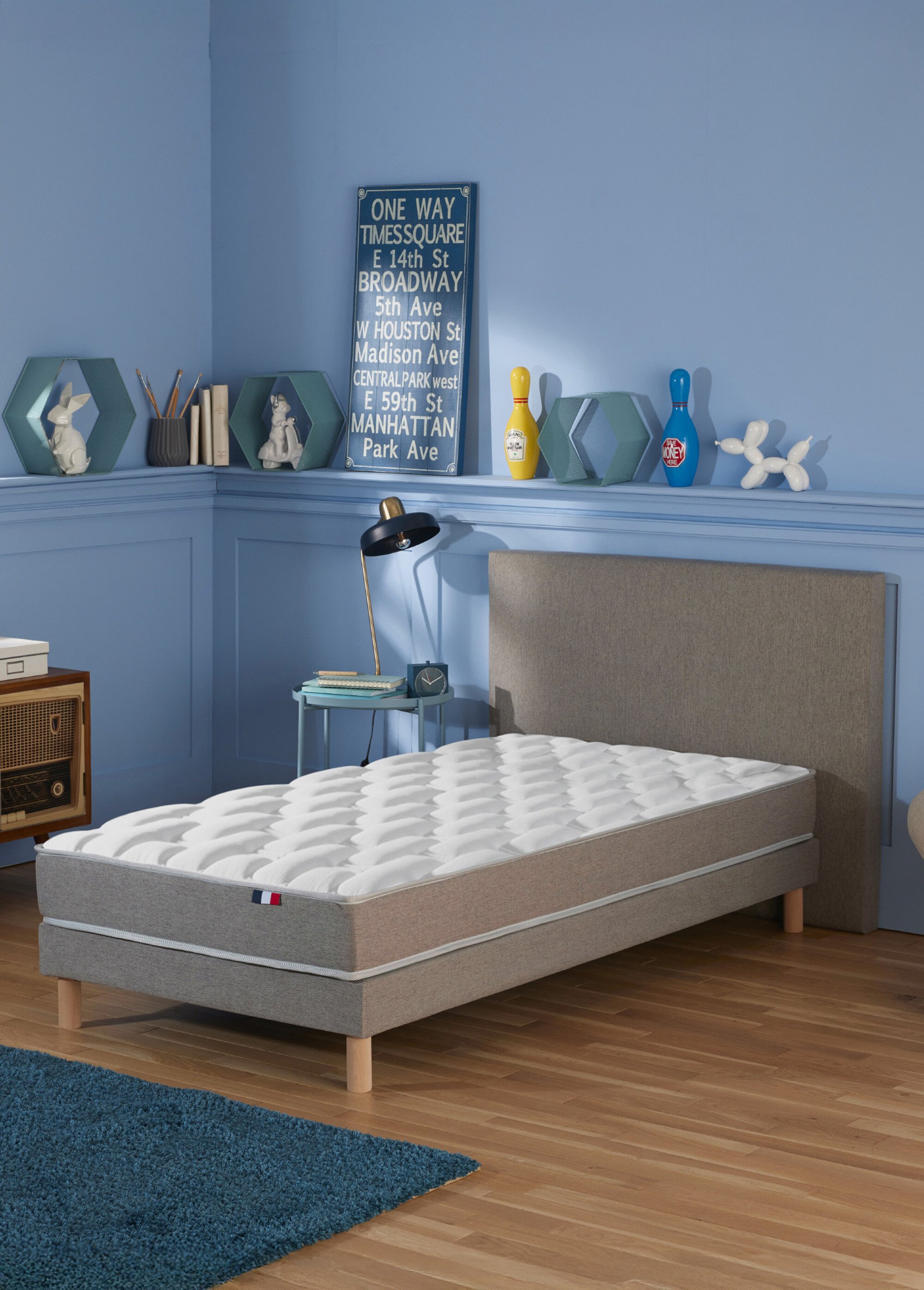 Matelas mousse haute résilience ferme, haut. 17/18cm BLANC AFI-MYOSOTIS SF2
