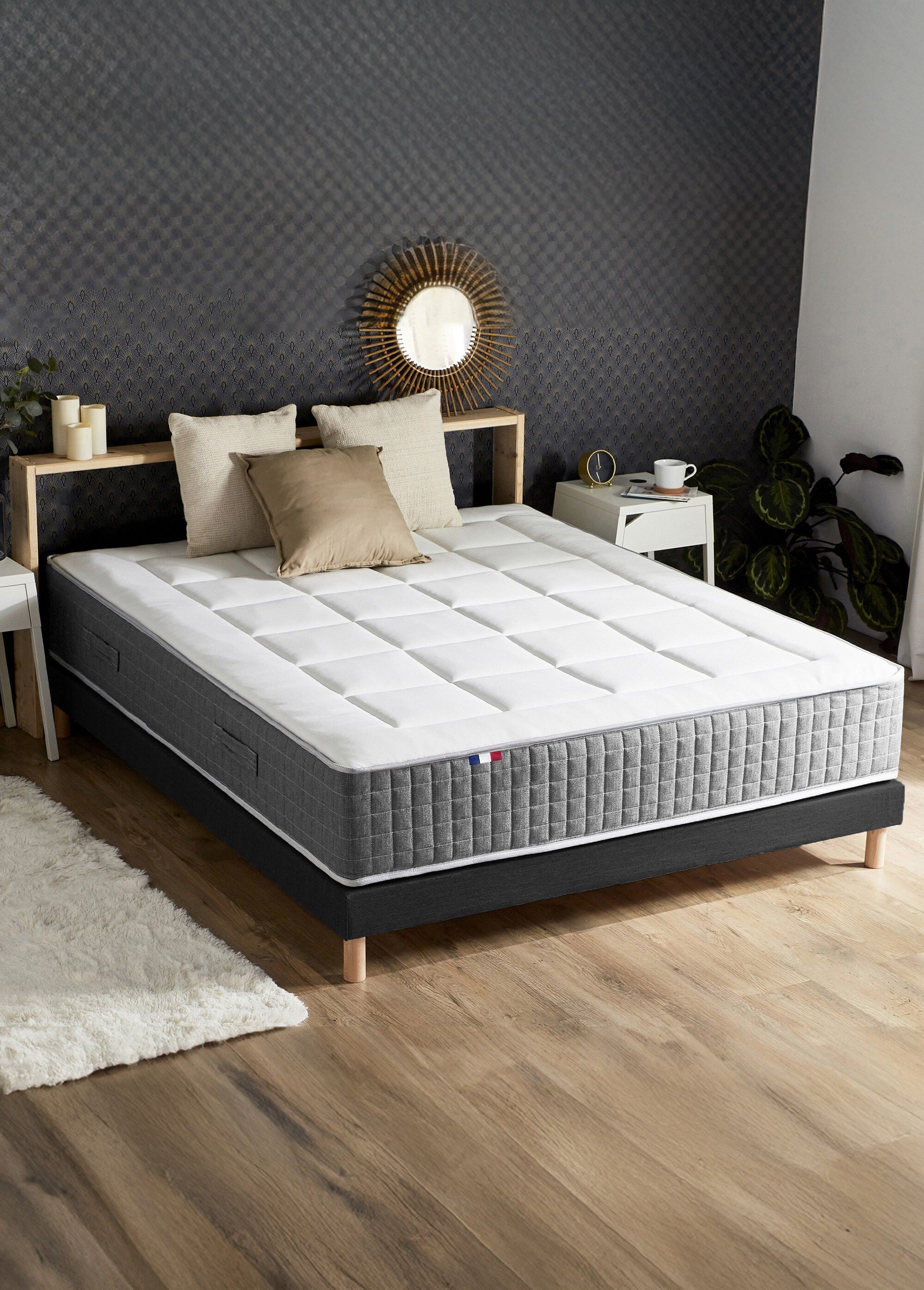 Matelas très ferme à ressorts 7 zones, haut. 28cm BLANC AFI-RHODODENDRO SF1