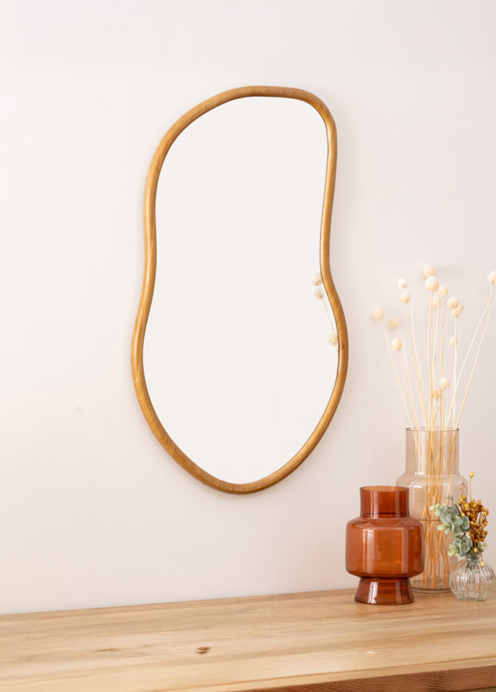 Miroir contour en bois, forme organique Marron JJA-195229 SI2
