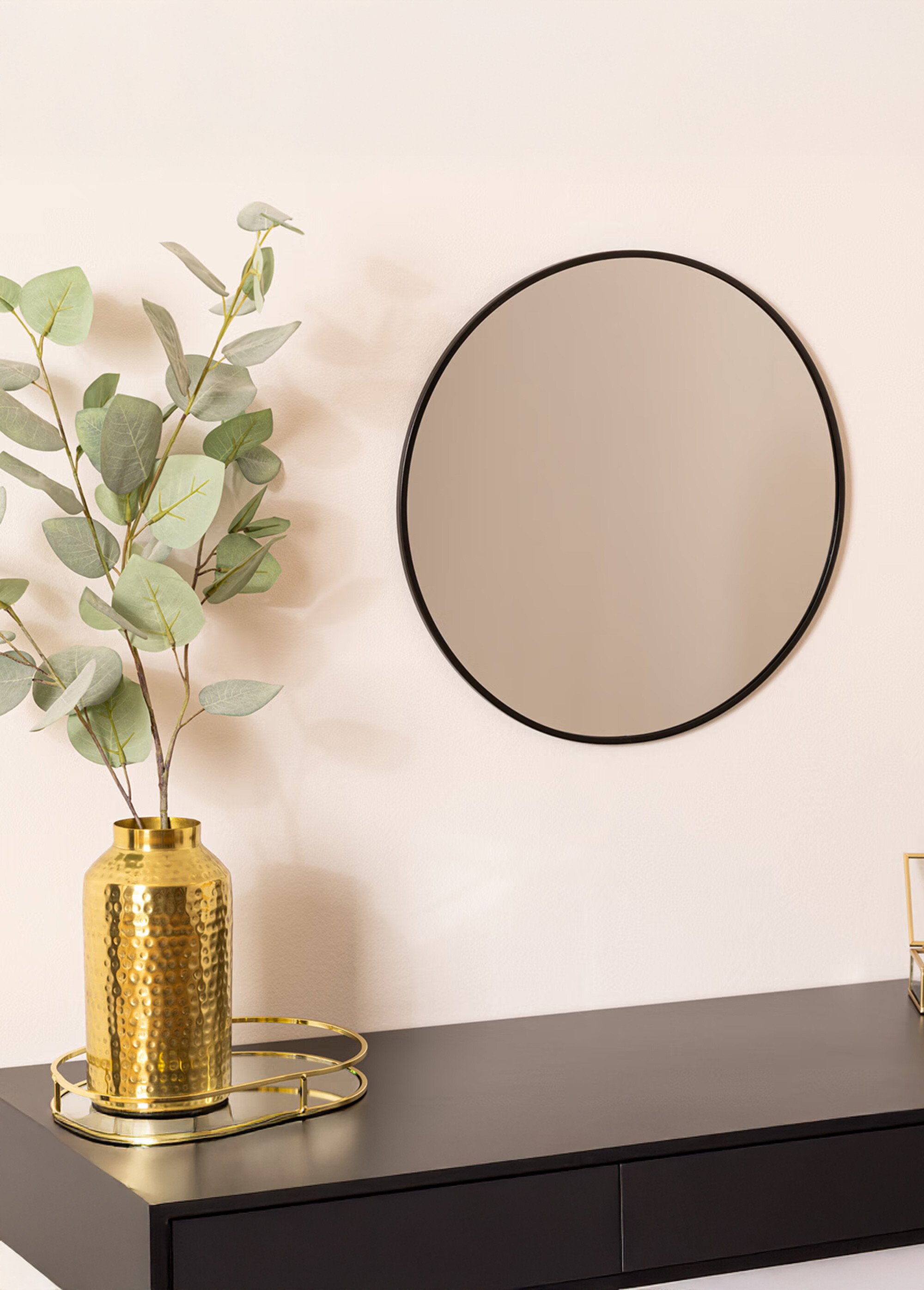 Miroir rond, contour fin aluminium Noir JJA-200200A SI1