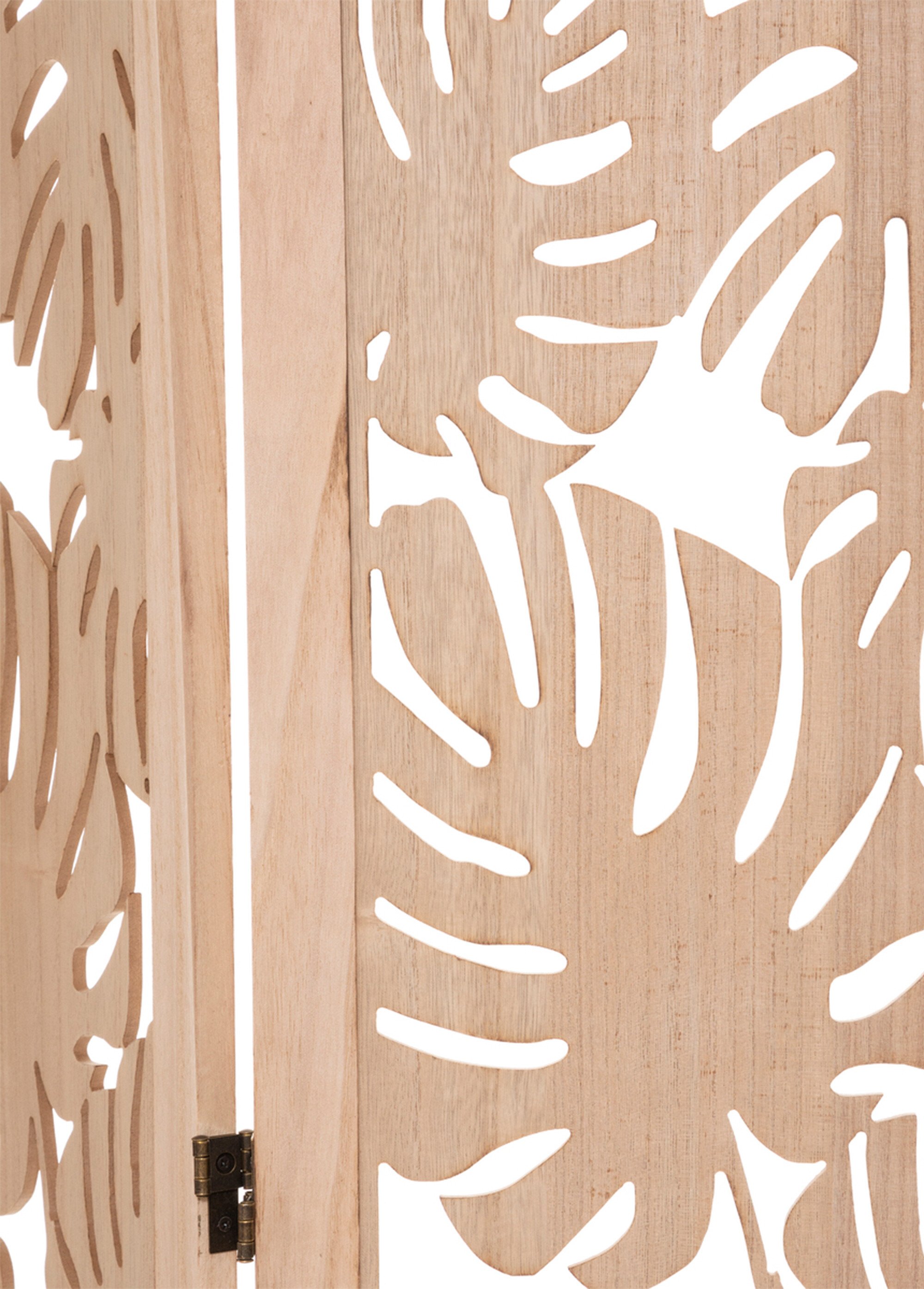 Paravent bois sculpté 3 volets, Palmier Beige JJA-185641 DE1