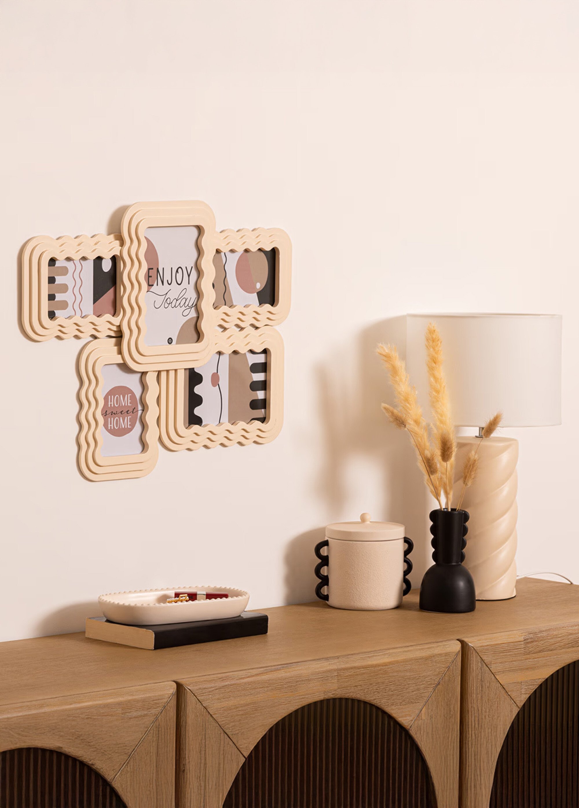 Pêle mêle formes ondulées pour 5 photos Beige JJA-203546 SI1