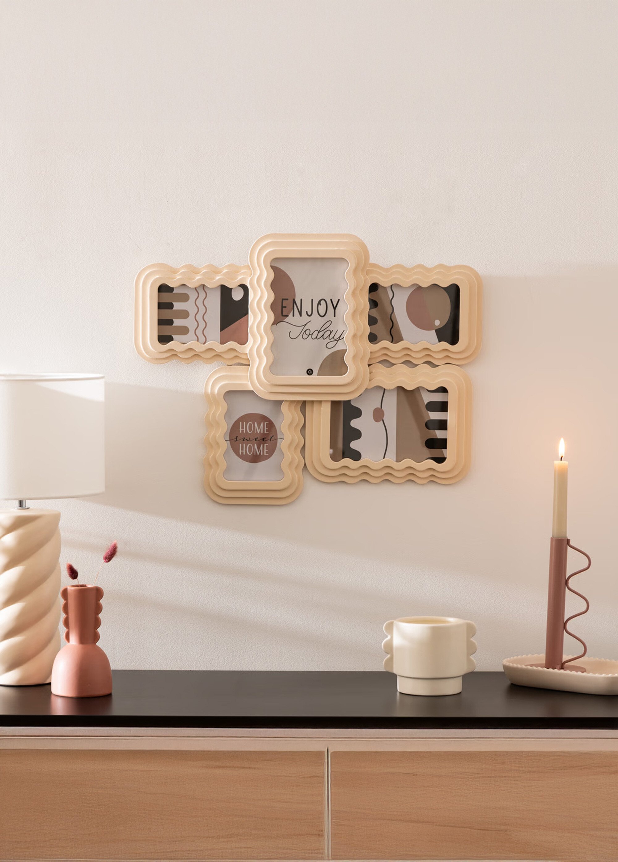 Pêle mêle formes ondulées pour 5 photos Beige JJA-203546 SI2