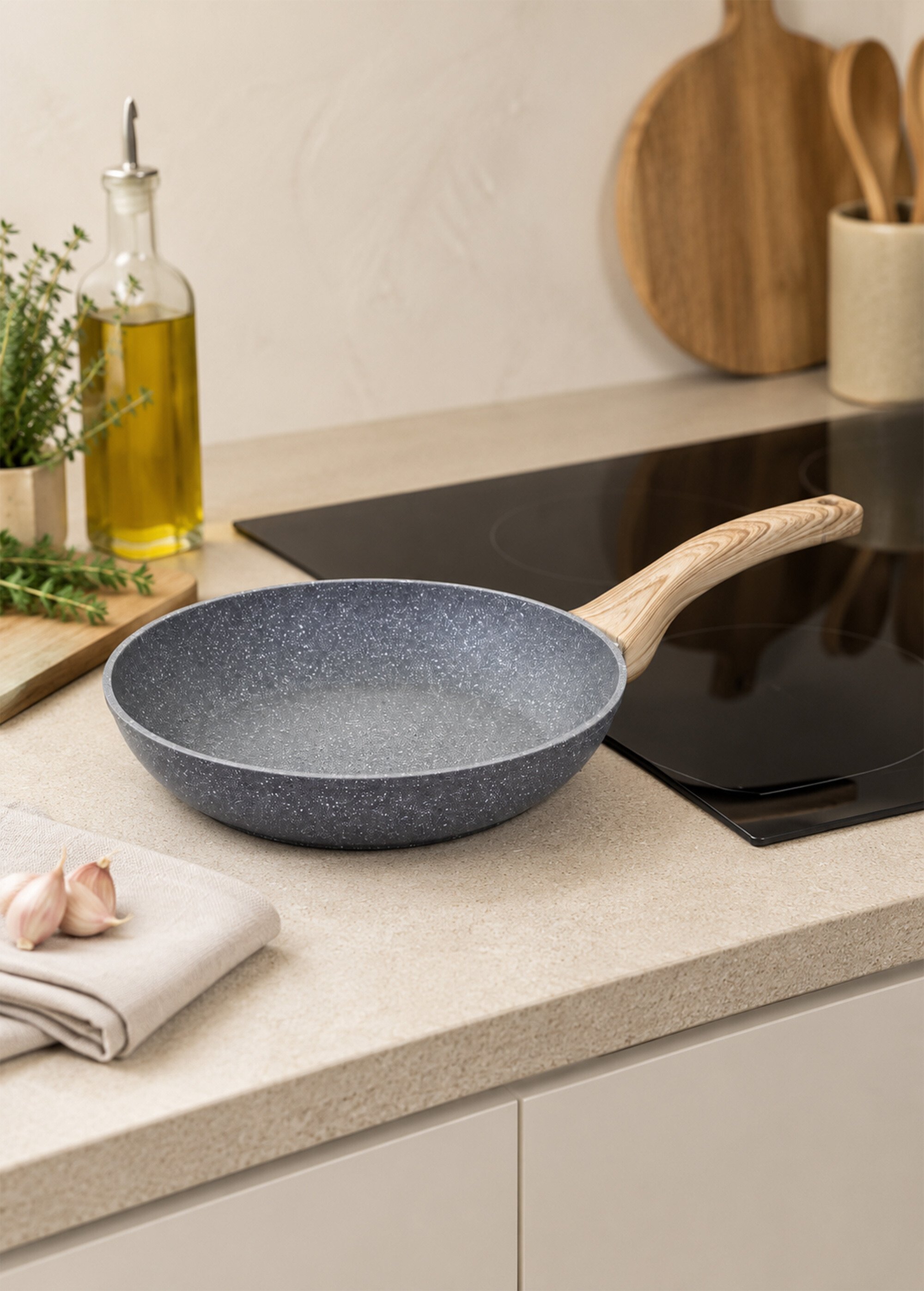 Poele 26cm aluminium forgé anti adhérent Gris JJA-111002A SI1