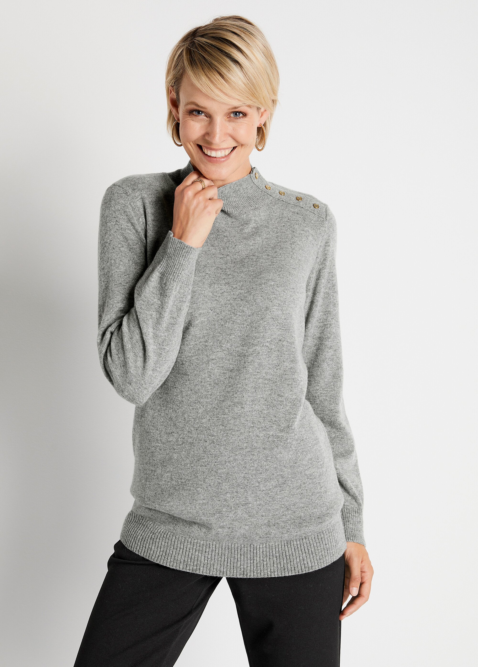 Pull avec fibres recyclées, laine et cachemire