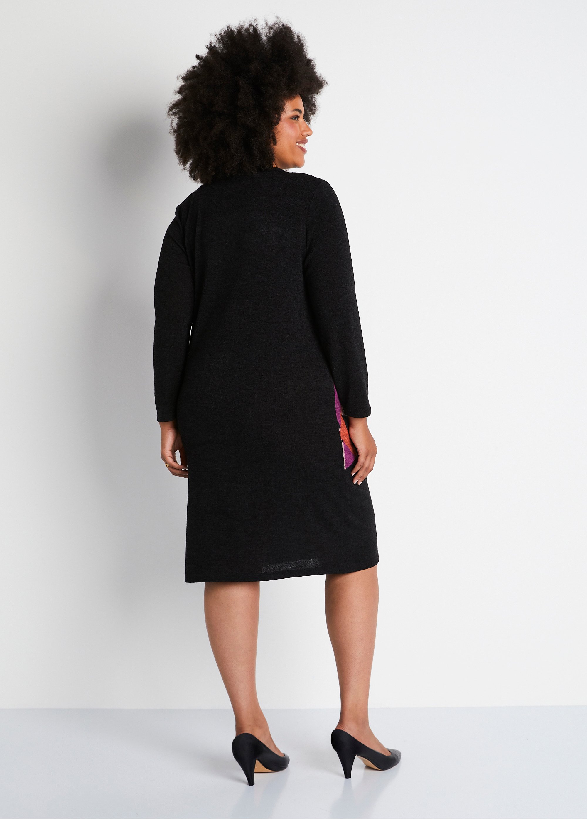 Robe courte droite maille motif graphique