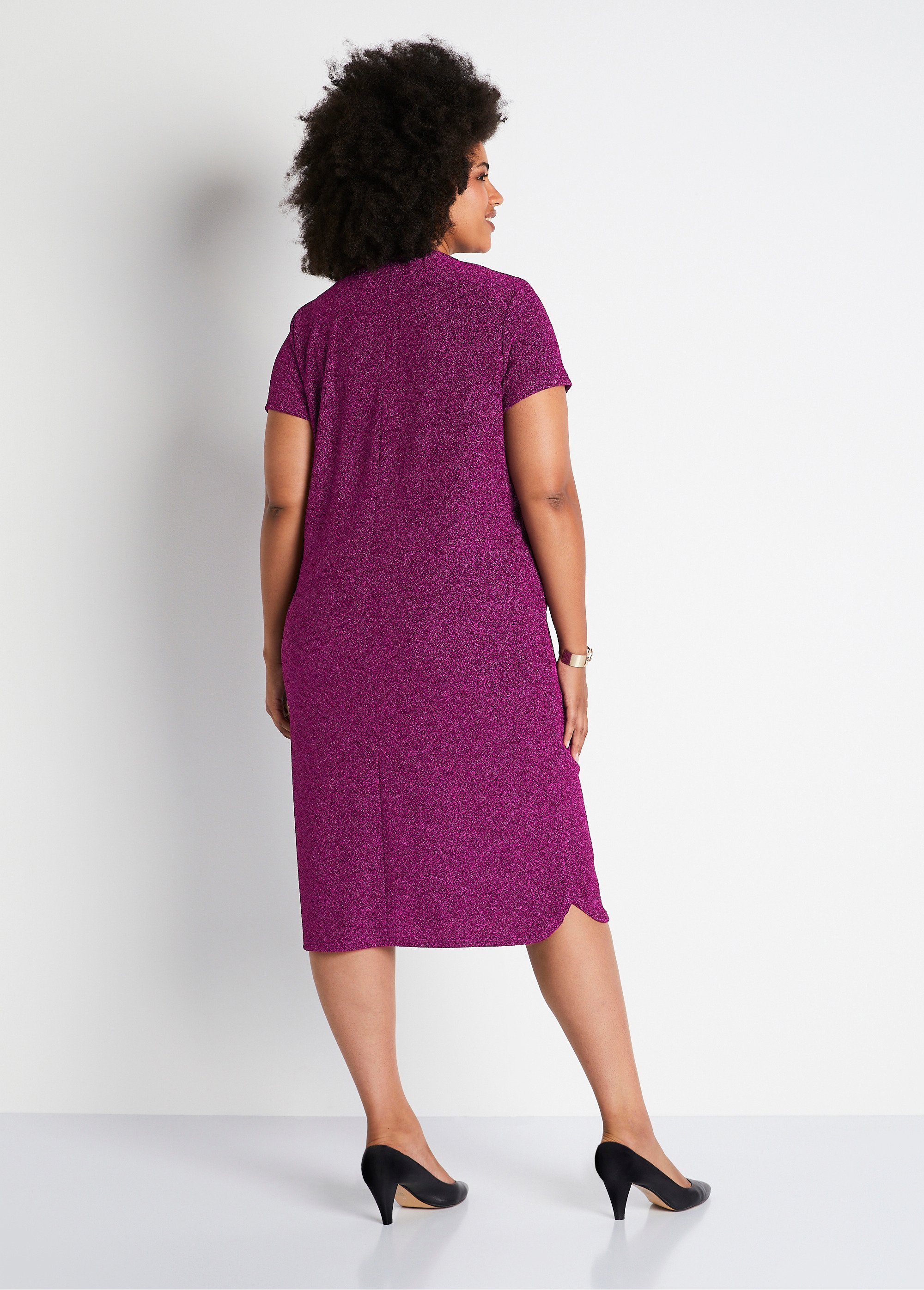 Robe courte évasée maille brillante