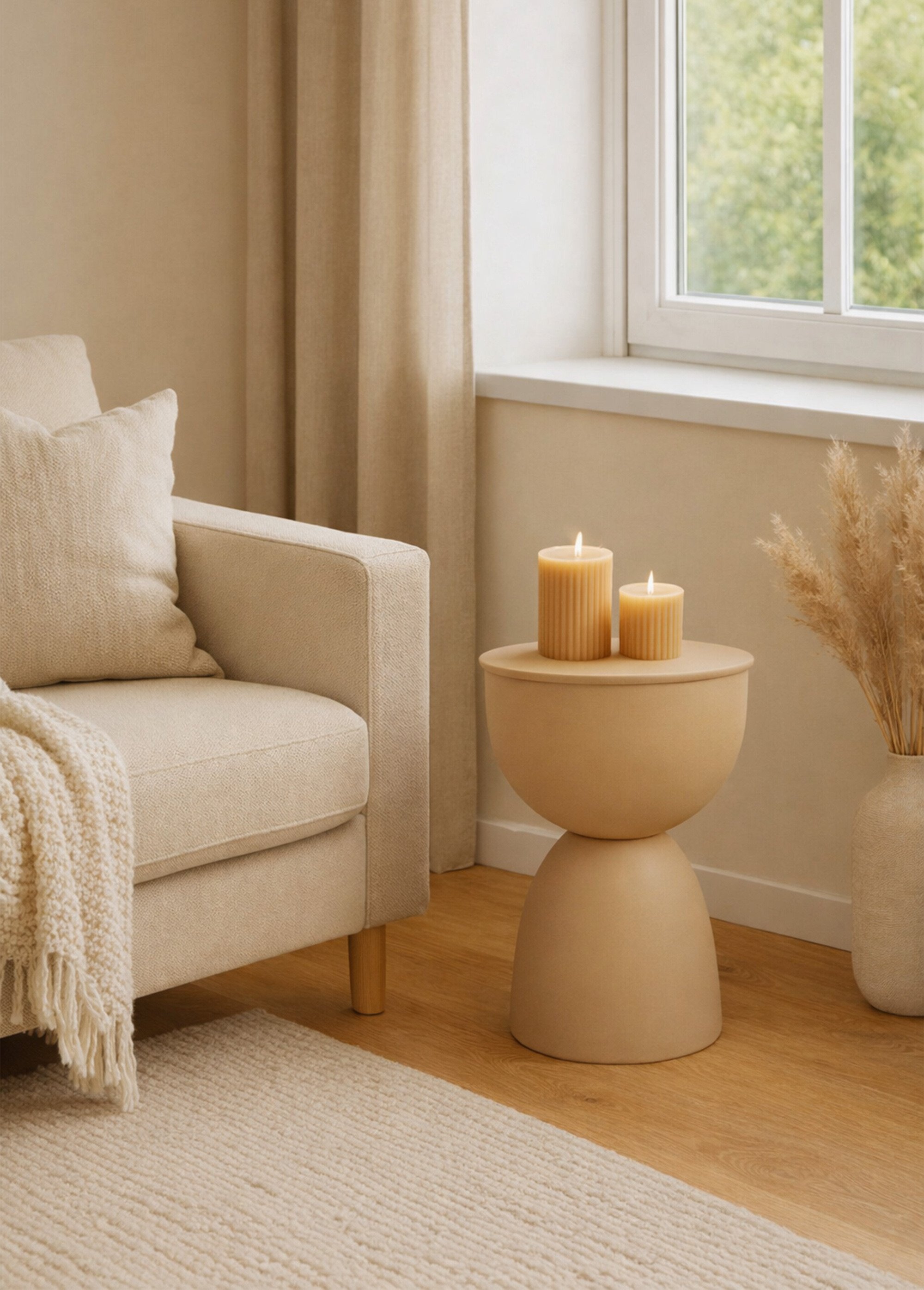 Table d'appoint en métal, forme arrondie BEIGE KP-FZ1002410 SI1