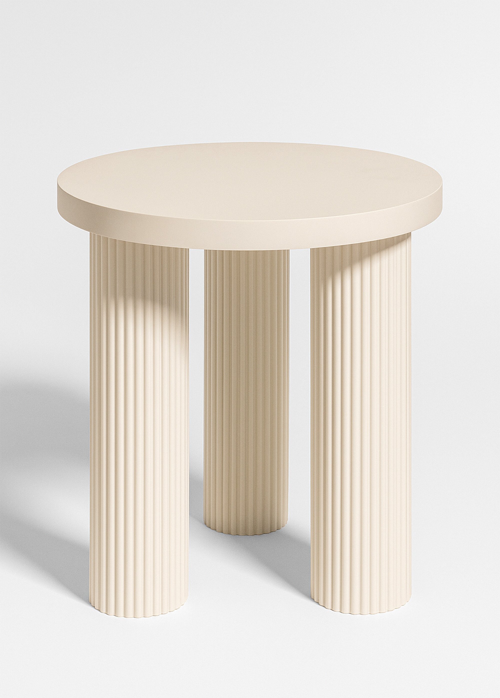 Table d'appoint ronde avec pieds striés BEIGE JJA-197897A FA1