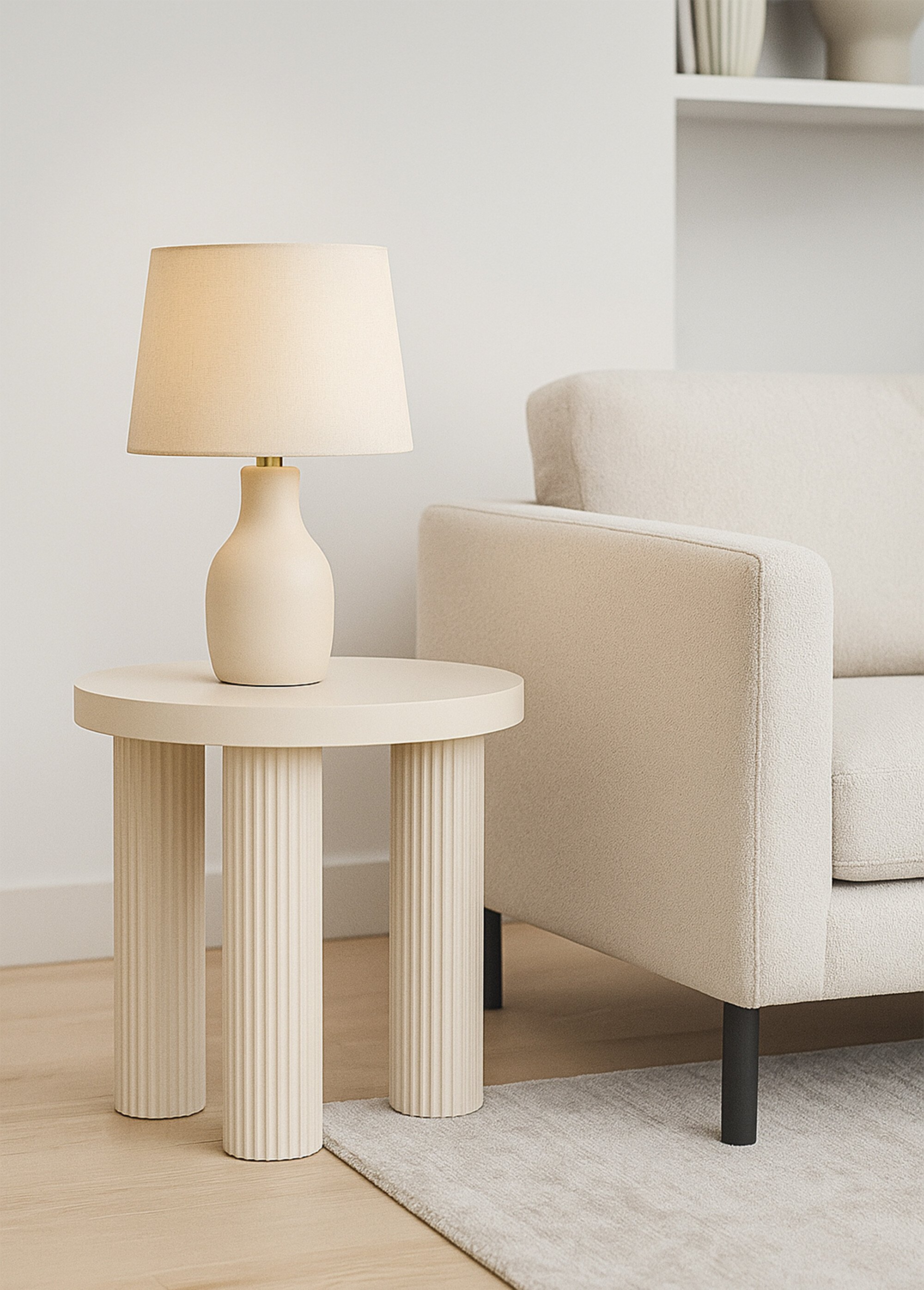 Table d'appoint ronde avec pieds striés BEIGE JJA-197897A SI1