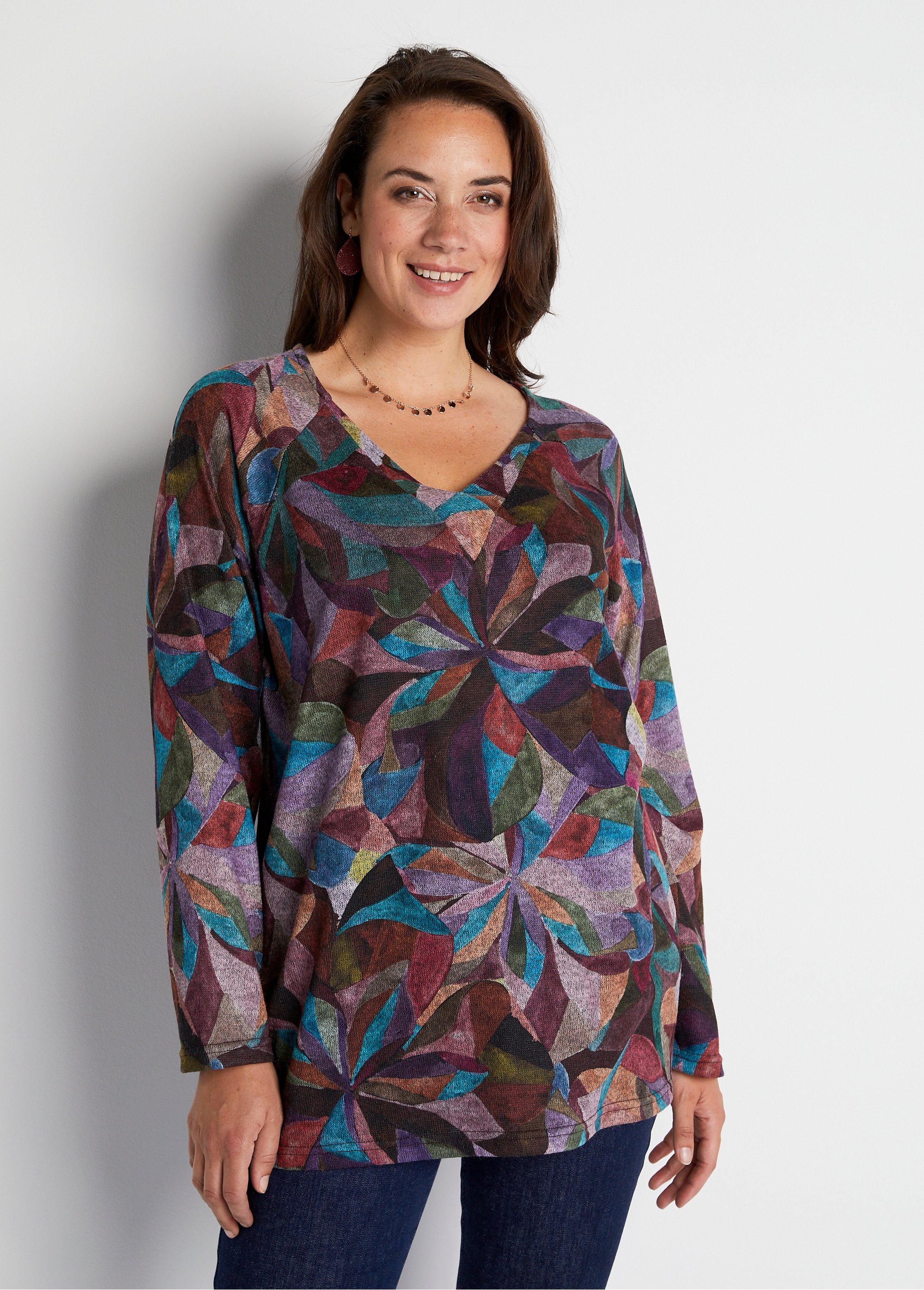 T-shirt raglan évasé mi-long