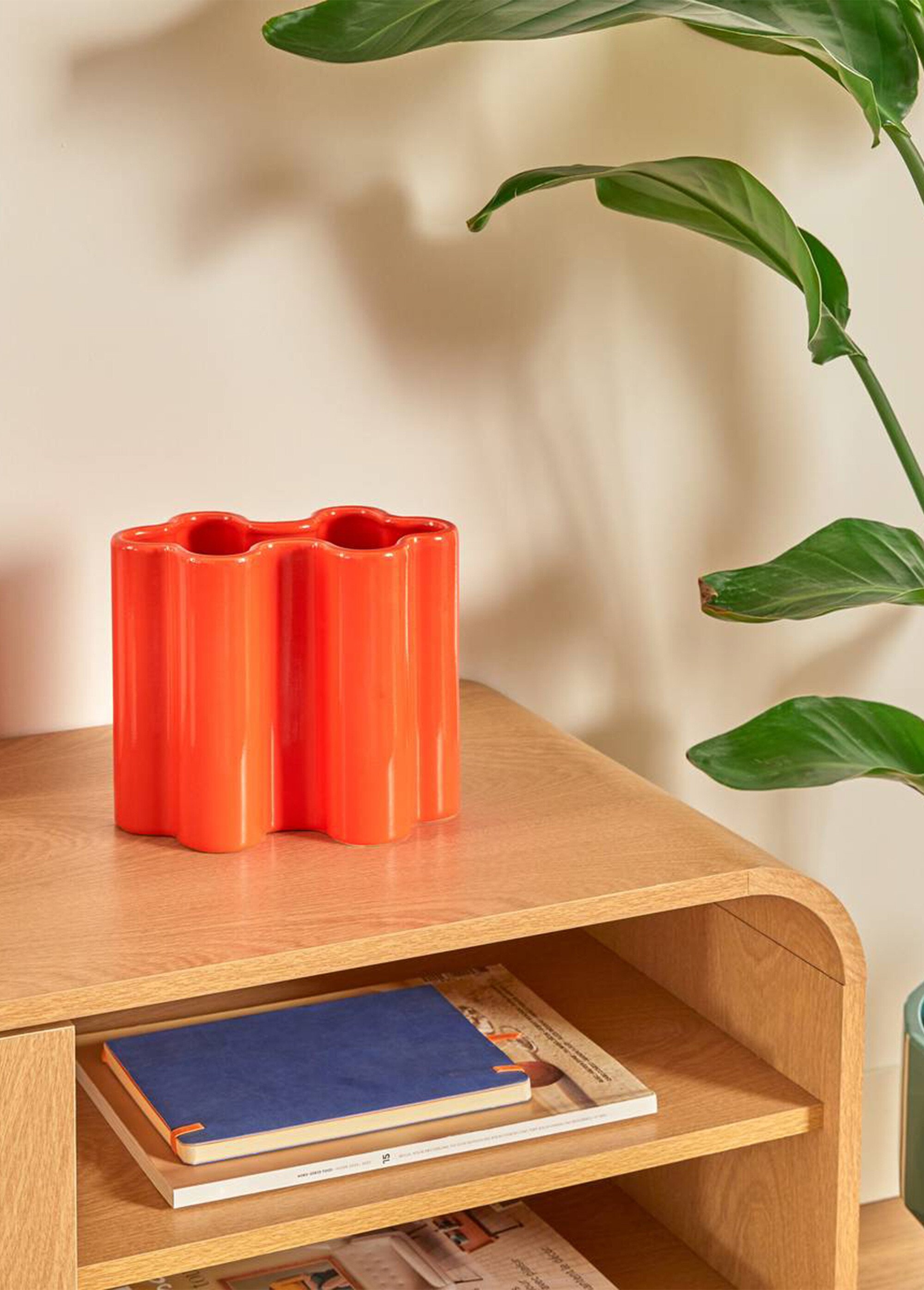 Vase déco en céramique, forme puzzle Orange JJA-210199 SI1