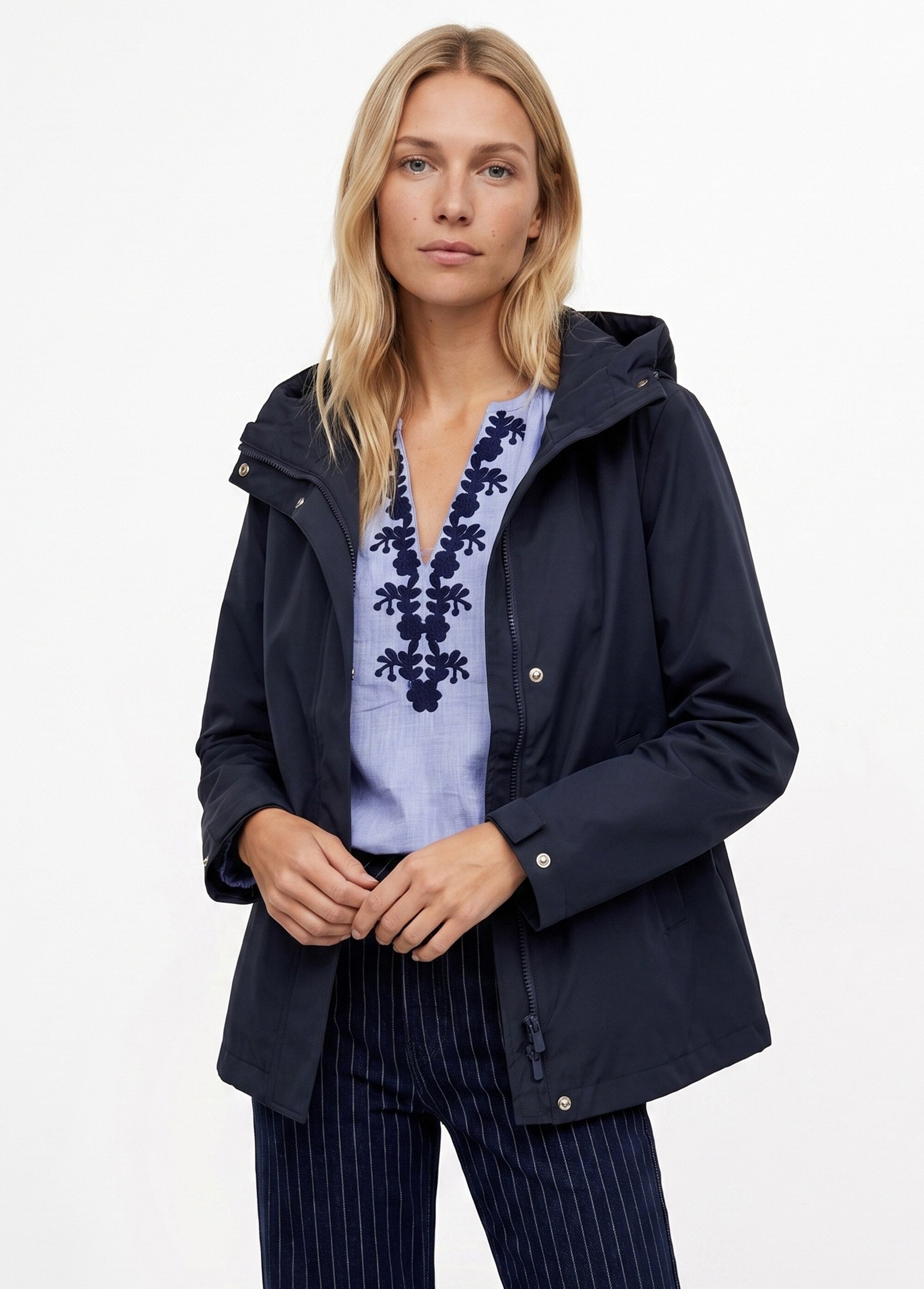 Veste coupe vent imperméable col montant Femme Bleu LJ-6104 FA1