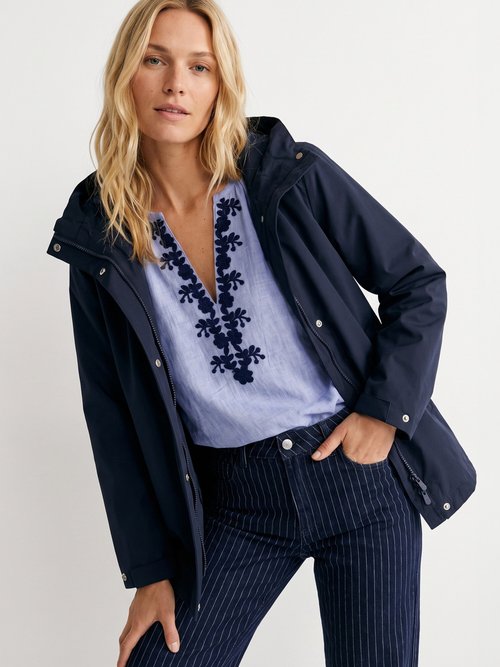 Veste coupe vent imperméable col montant Femme Bleu LJ-6104 MV1