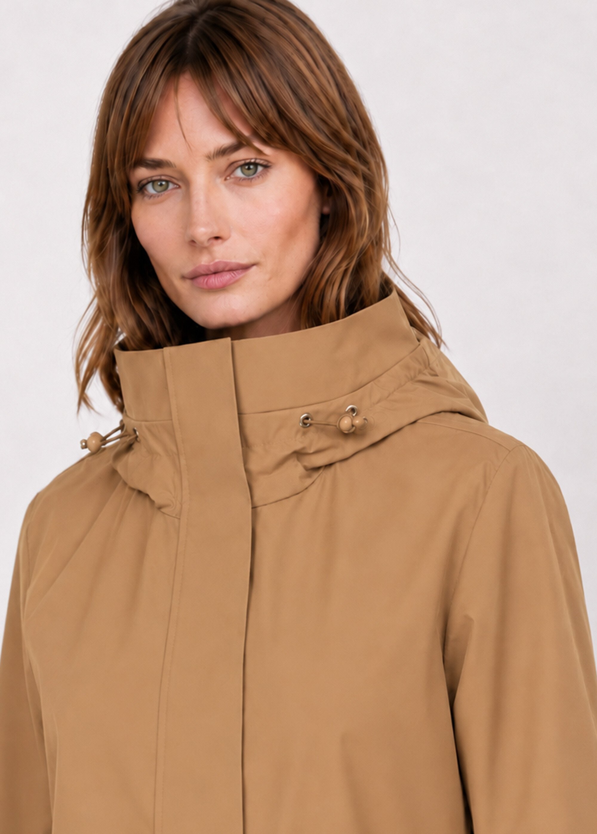 Veste coupe vent imperméable col montant Femme Marron LJ-6104 DE1